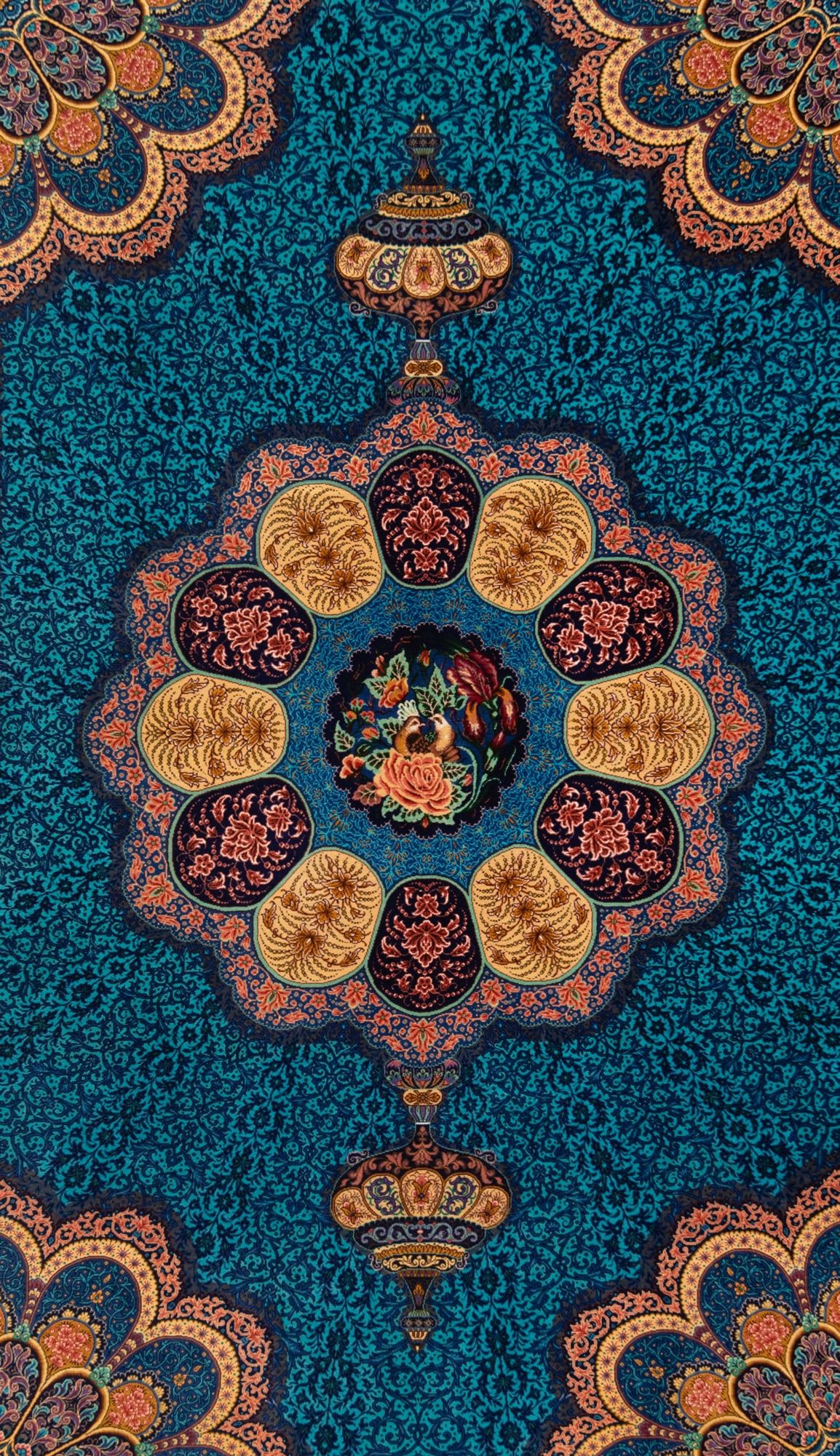 1154x2001 Qom Silk Kashizadeh Persian Rug Turquoise 203 x 140 cm