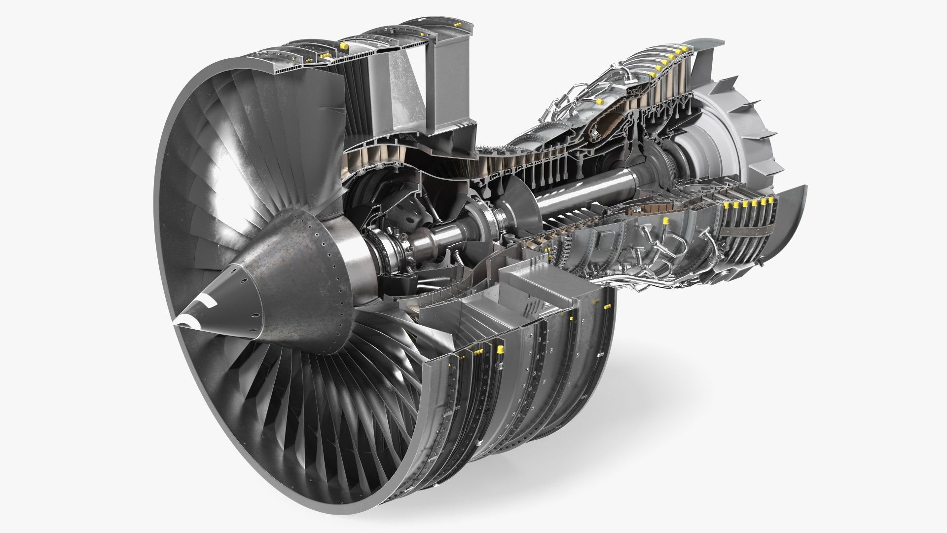 1920x1080 Turbofan Aircraft Engine Sectioned 3D Model $299 - .max .ma .c4d .fbx .obj .unknown .3Ds