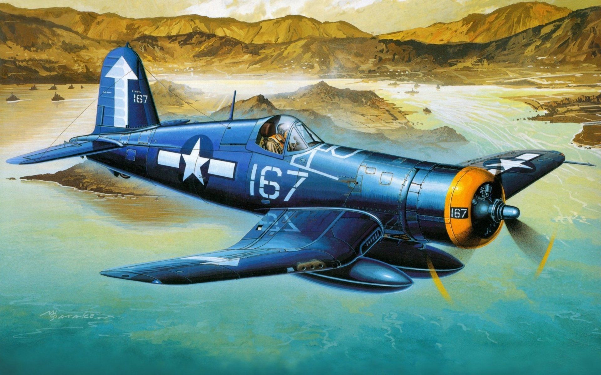 1920x1200 Stunning HD Wallpaper: Vought F4U Corsair Military Icon in Flightx1600
