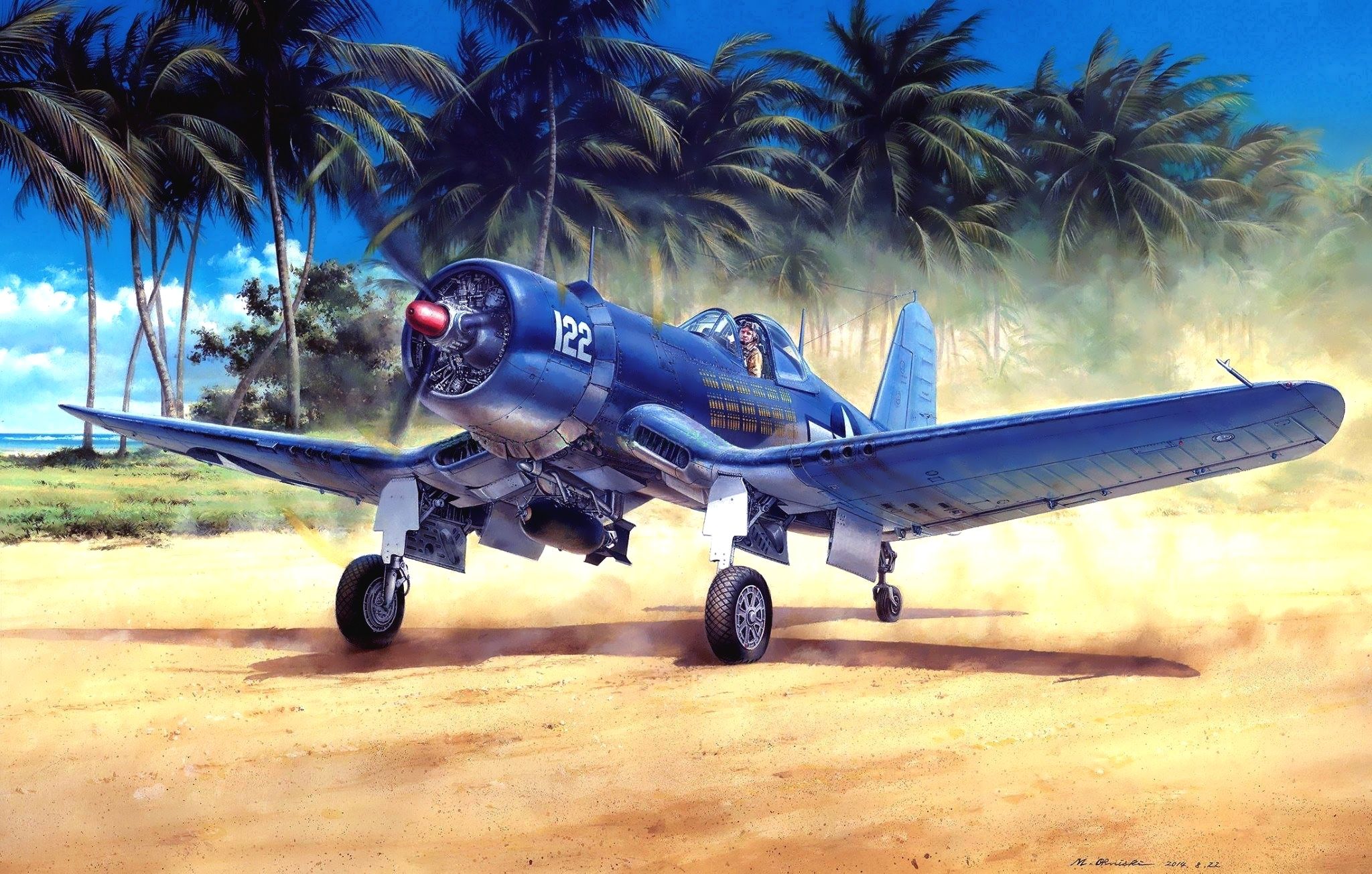 2048x1304 Wallpaper Fighter, Painting, Piston, WW Chance Vought, US NAVY, USMC, F4U 1A Corsair For Mobile And Desktop, Section авиация, Resolution 2048x1304