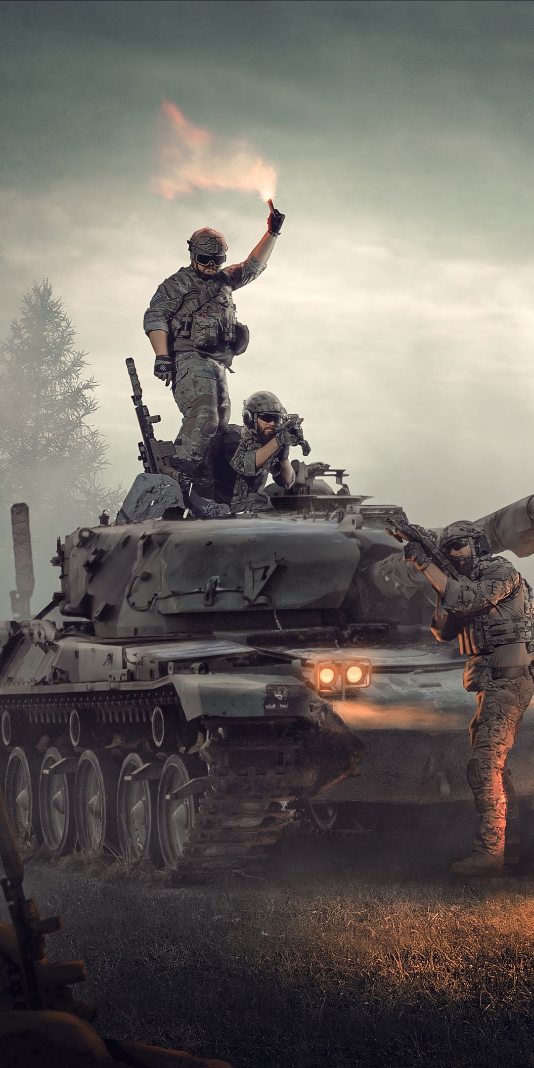 1080x2160 Army Wallpaper 4K, Tanks, Attack helicopter, War