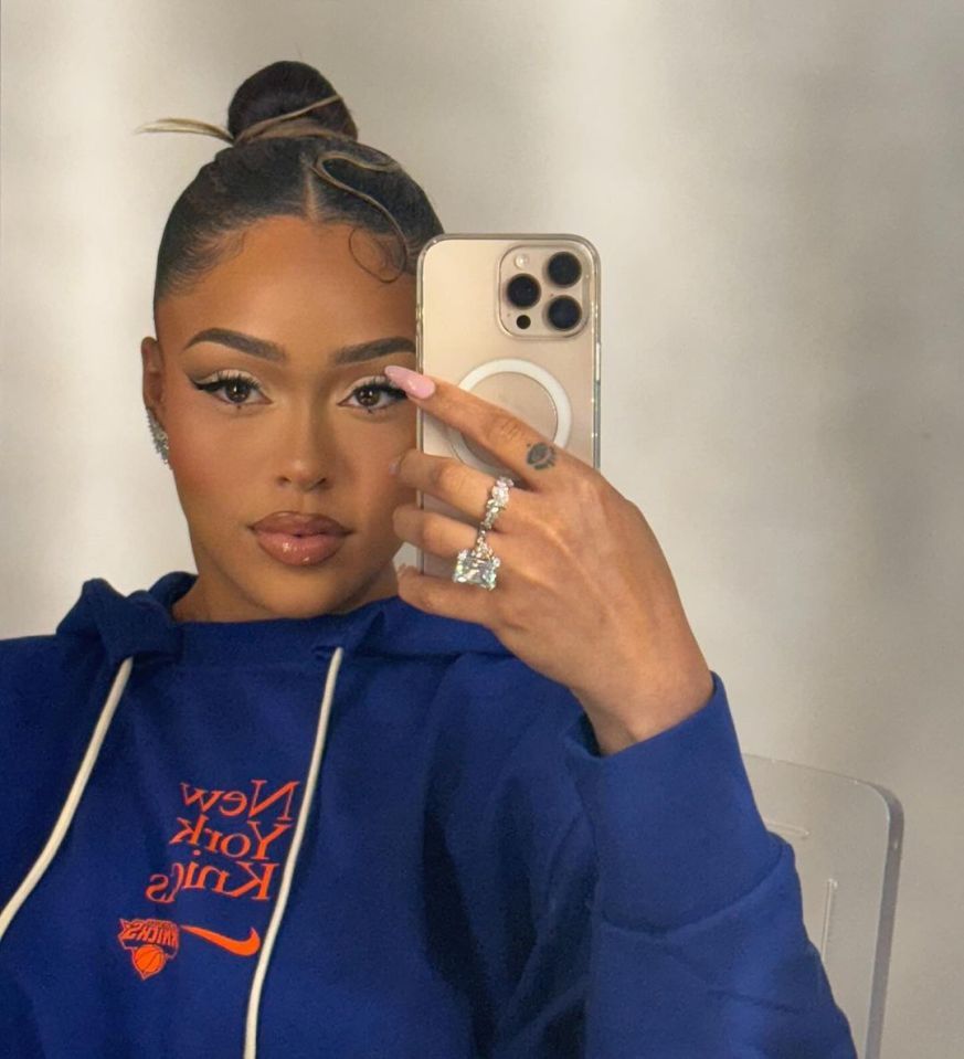 873x959 New Knicks Star Karl Anthony Towns' Girlfriend Jordyn Woods Sparks Engagement Rumors As Fans Spot Diamond Ring In Selfie