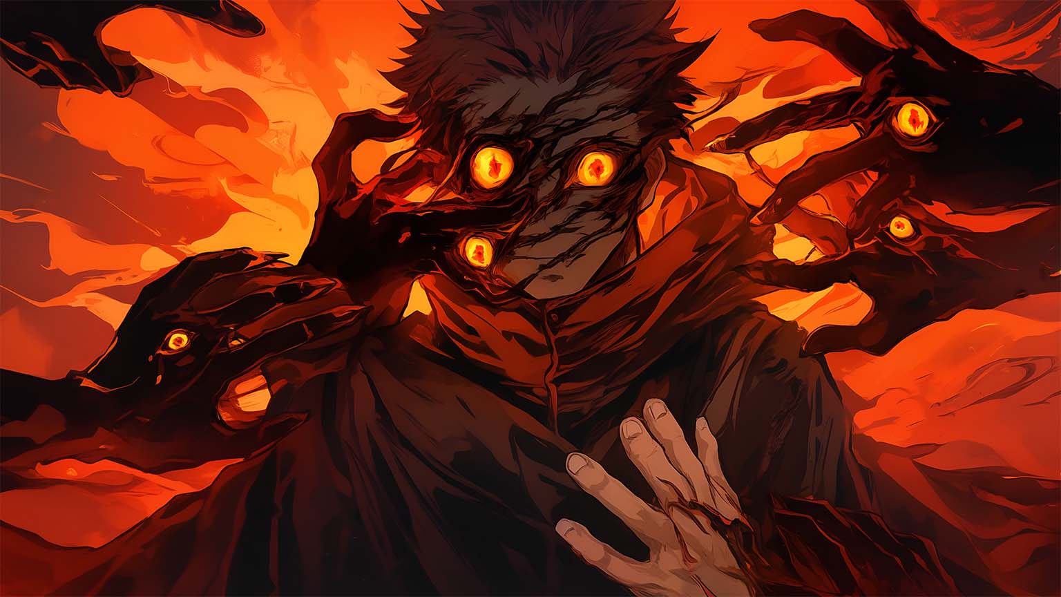 1536x864 Yuji Itadori Cursed Energy Dark Aura Desktop Wallpaper