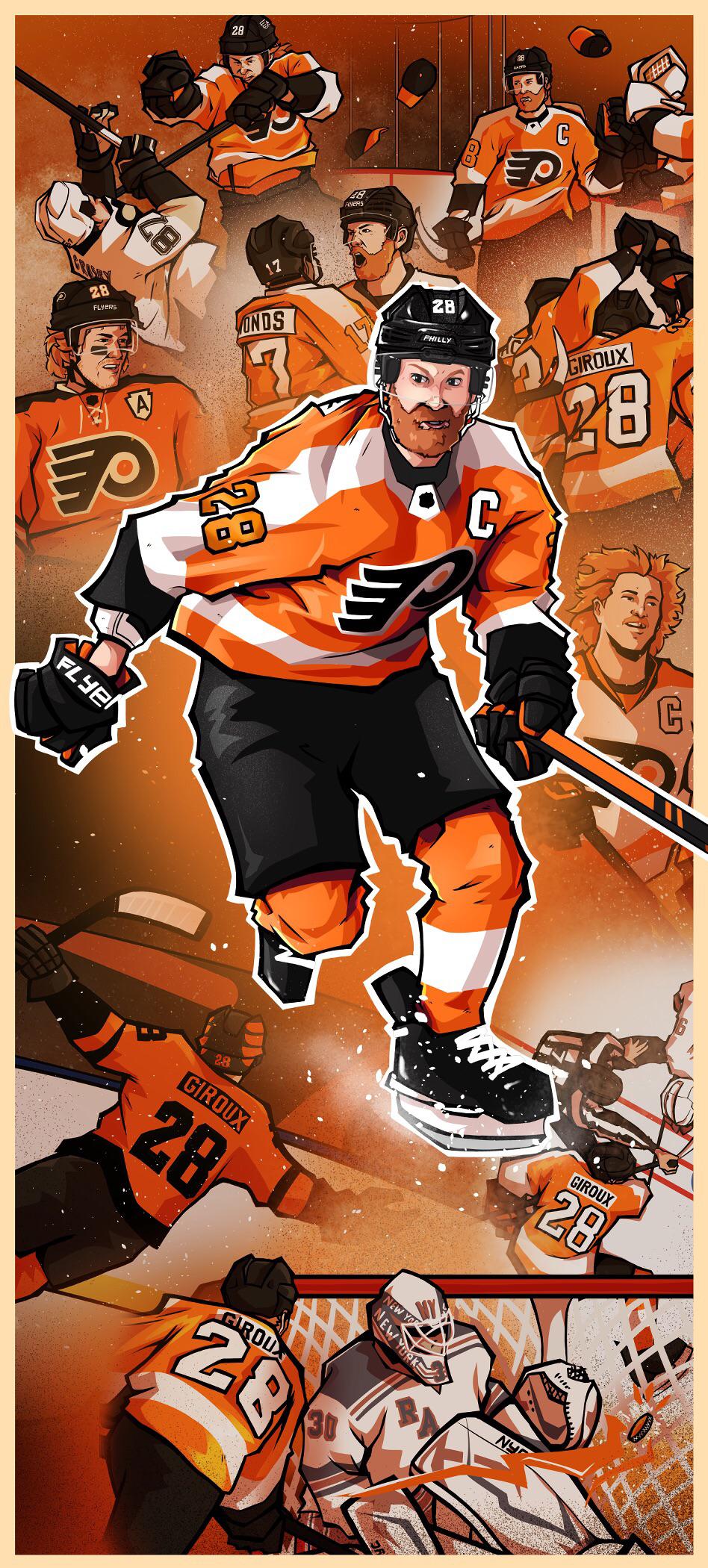 948x2100 Illustration I made commemorating Claude Giroux's 1000th game as a Flyer by some of his most defining moments. It was incredible getting to work on this