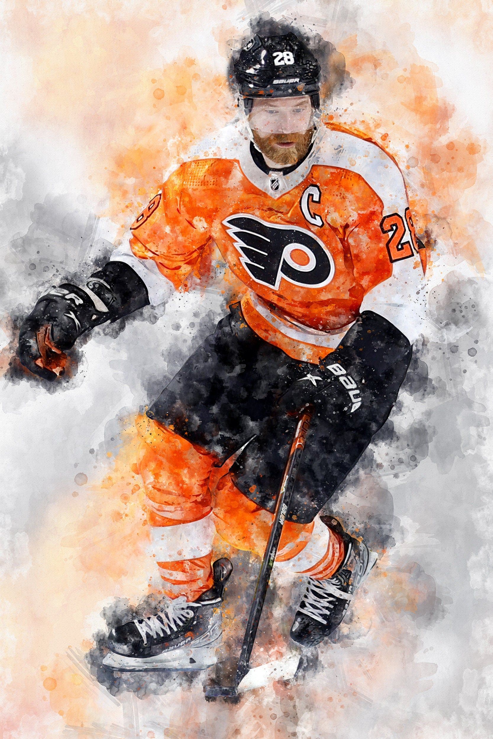 1667x2500 Claude Giroux watercolor, Philadelphia Flyers wall art, Philadelphia Flyers Stanley Cup, Claude Giroux Poster, Flyers hockey art wall. Capital Canvas Prints
