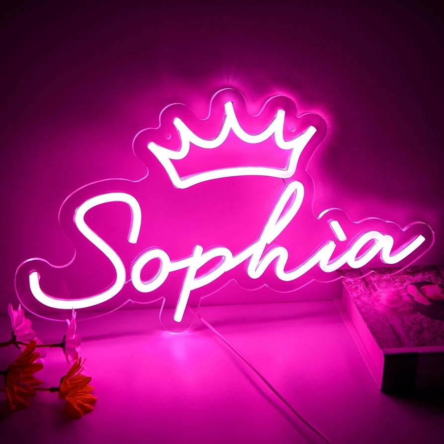 894x894 ATTNEON Large Sophia Name Neon Sign for Wall Decor, LED Name Sophia Neon Light for Kids Bedroom, Birthday Party Decor, Neon Sign Customizable for Girl, Birthday Name Deocr, Size 16.1 * 9.1 inch（JTD047）