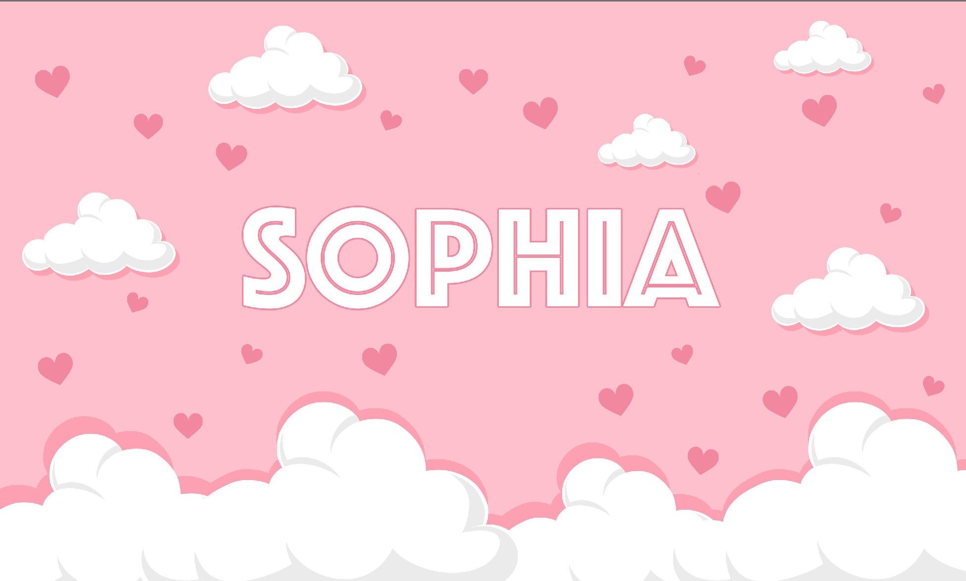 1952x1174 Pink Cute Kids Girls Nursery Clouds Hearts Name Wallpaper Mural Bedroom Playroom Feature Wall Mural Decor Fit With Standard Wallpaper Paste