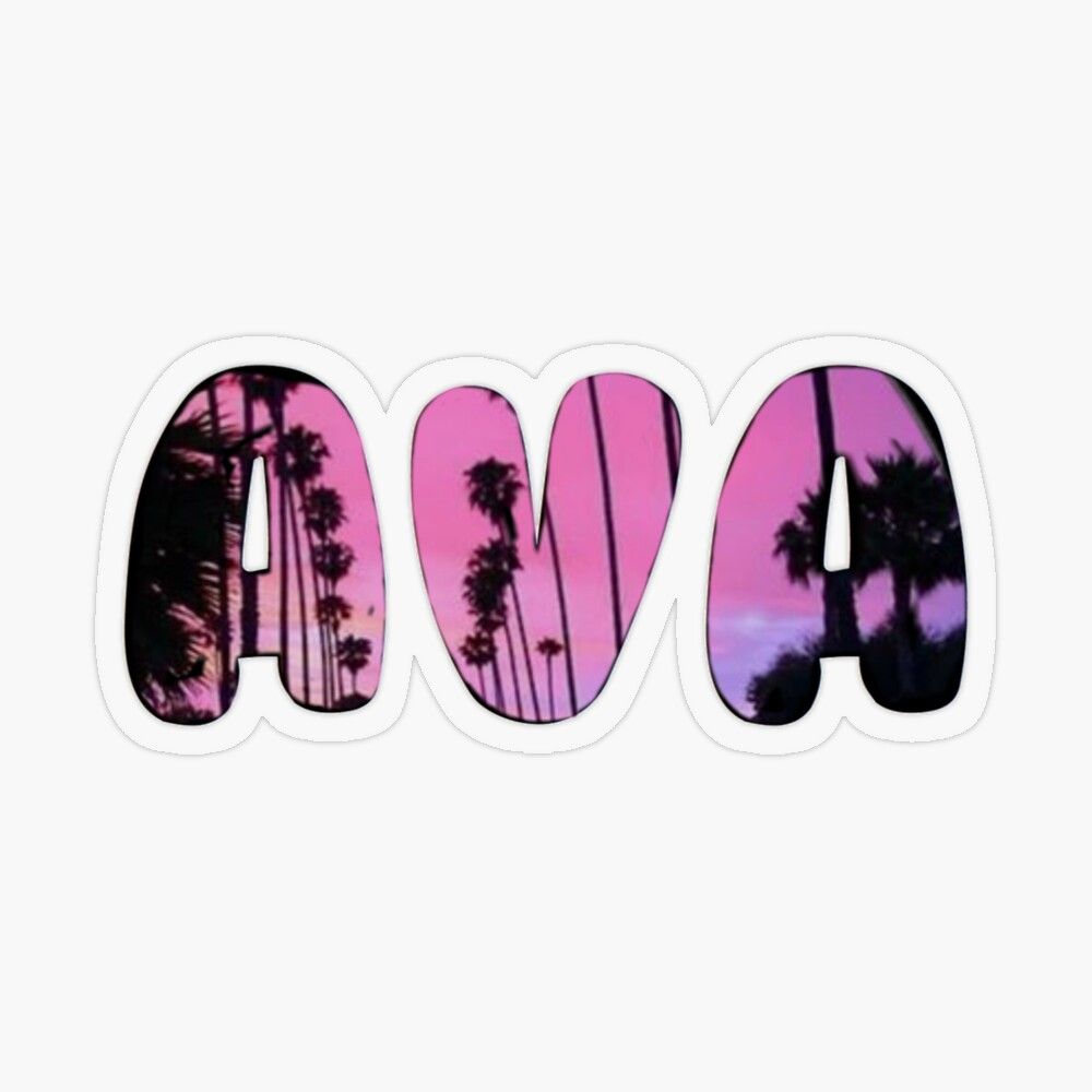 1000x1000 ava name sunset palm tree sticker Magnet
