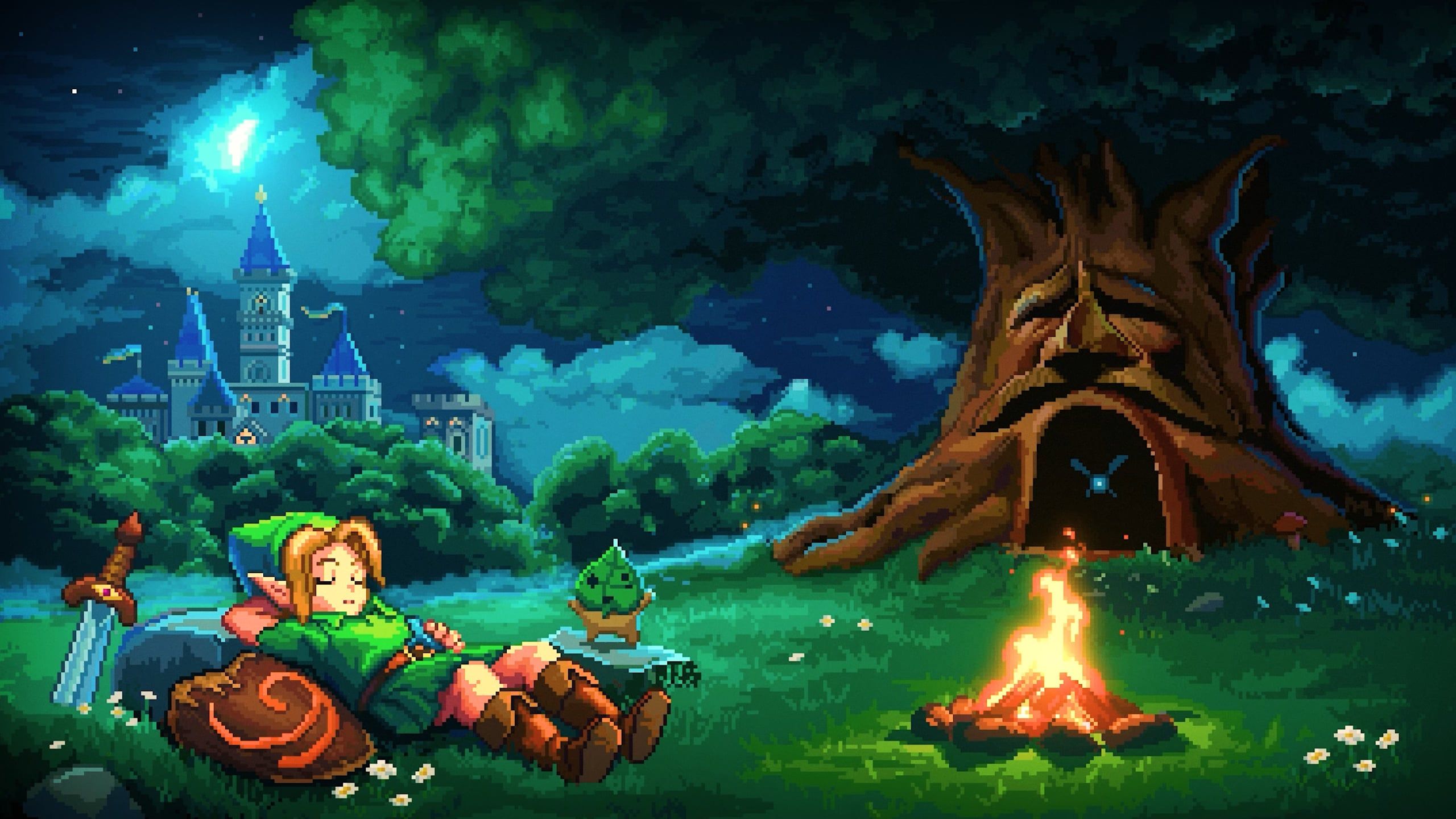 2560x1440 [OoT [OC We made piano covers & pixel art from Zelda
