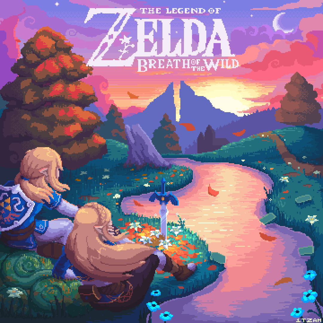 1080x1080 Zelda BotW. I Can't wait to animate this, I will Also create an animated wallpaper version. :P #pixelart #zelda #dotpict #nintendo