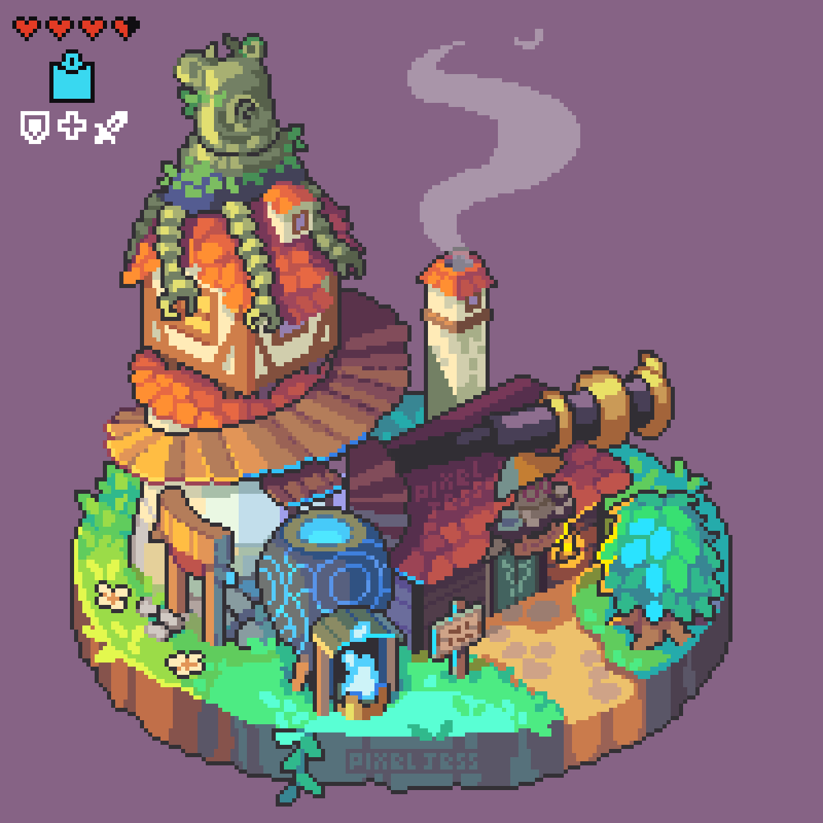 1200x1200 BotW] [OC] Hateno Ancient Tech Lab Pixel Art