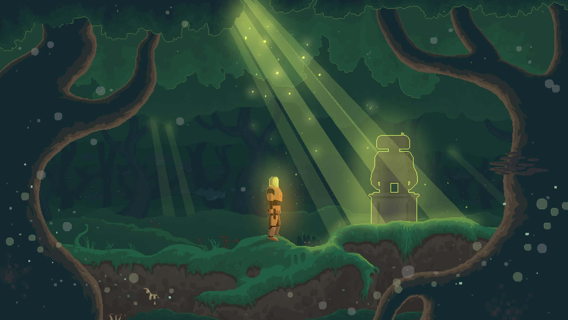 1920x1080 Download Pixel Man In Forest Game Wallpaper