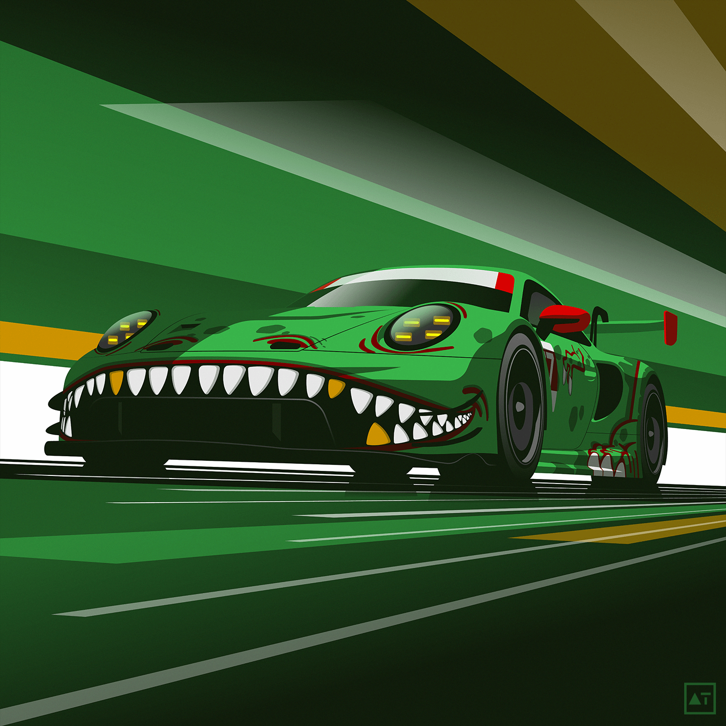 1440x1440 Everyone's favourite Bumper Muncher Rexy earned another gold tooth last weekend and I just had to create an illustration of this already iconic Porsche (done in Adobe Illustrator)