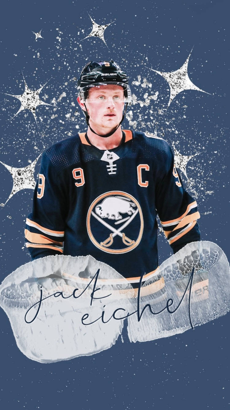 750x1334 Download Jack Eichel Star Amidst Sparkling Snowflakes Wallpaper