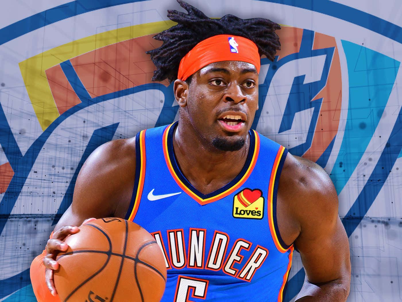 1400x1050 Download Luguentz Dort With Oklahoma City Thunder Logo Wallpaper