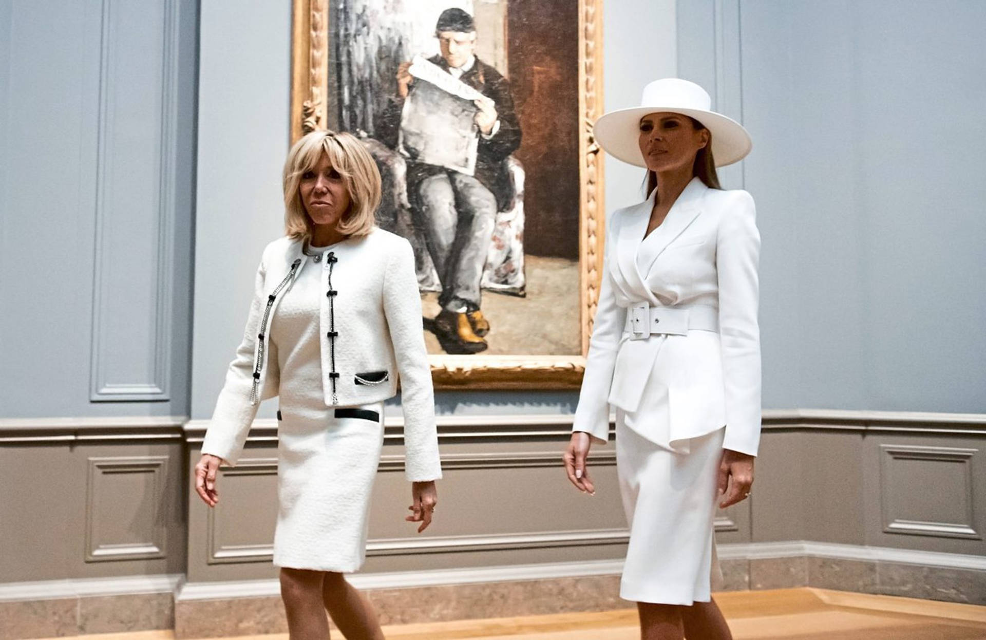 1920x1246 Download First Ladies United: Melania Trump with Brigitte Macron Wallpaper