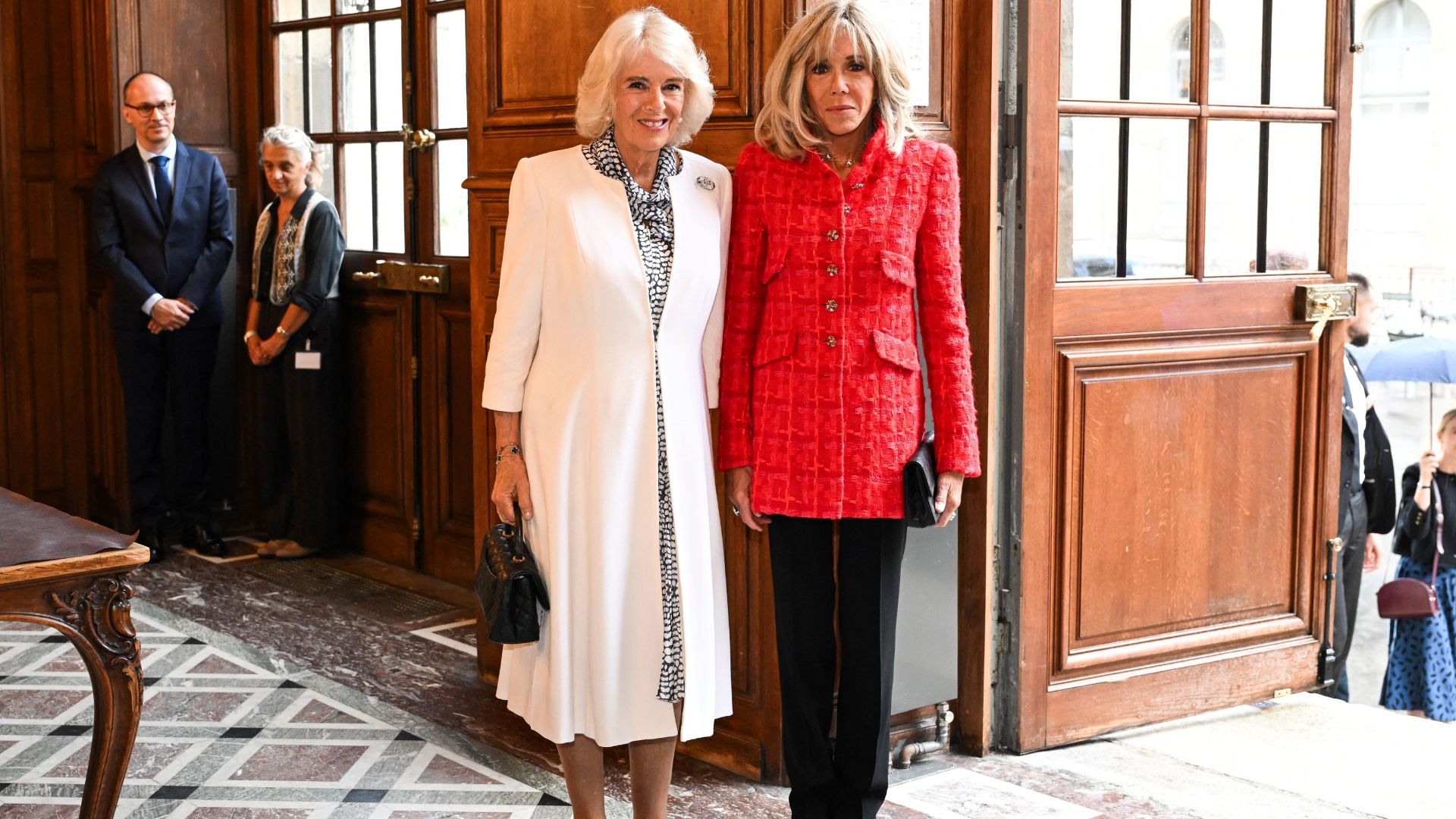 1920x1080 We love Brigitte Macron's chic red tweed jacket she wore to meet Camilla. Woman & Home