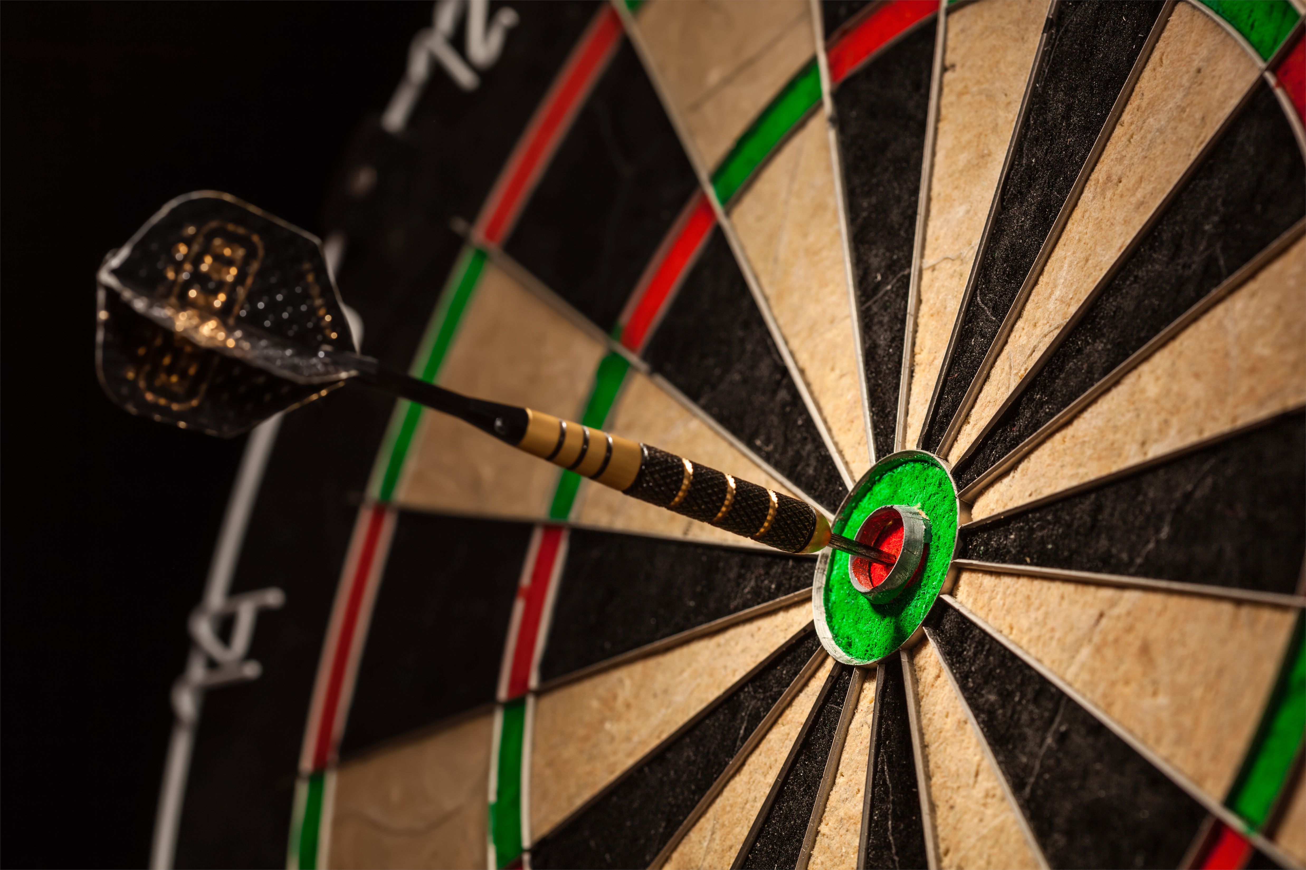 4950x3300 4K Bullseye Close Up: Man Made Darts Wallpaperx3300