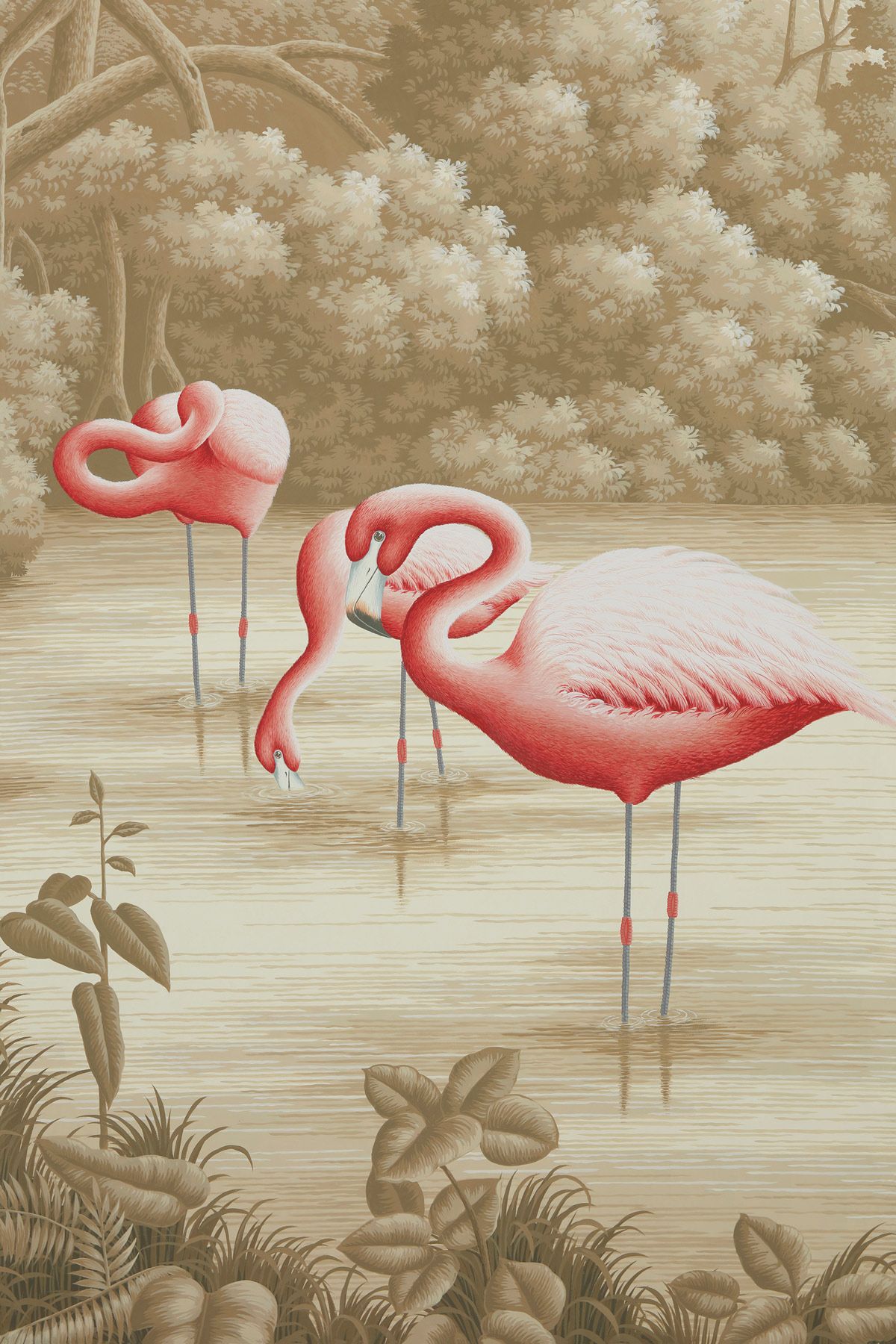 1200x1800 Flamingo on Sepia scenic paper