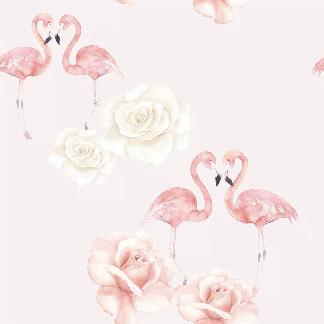 1080x1080 Floral Flamingo Wallpaper Soft Pink