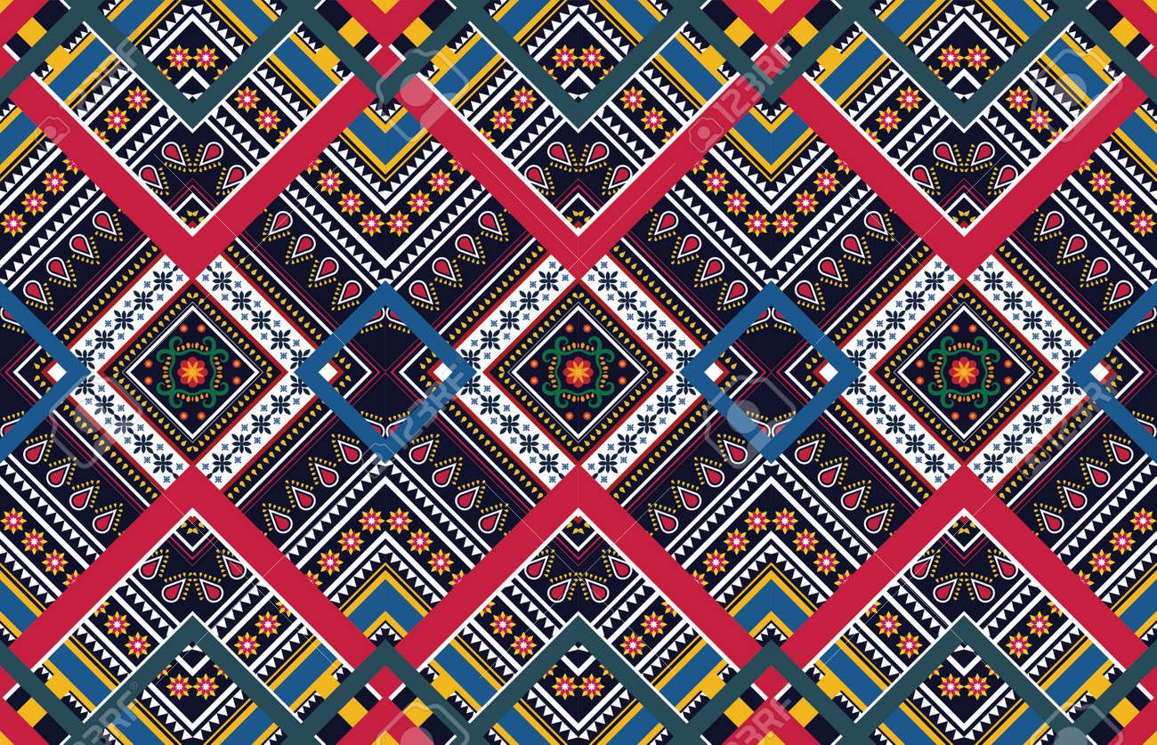 1300x837 Geometric Ethnic Pattern Vector Background. Seamless Pattern Traditional, Design For Background, Wallpaper, Batik, Fabric, Carpet, Clothing, Wrapping, And Textile. Colorful Ethnic Pattern Illustration. Royalty Free SVG, Clipart, Vectors, and Stock