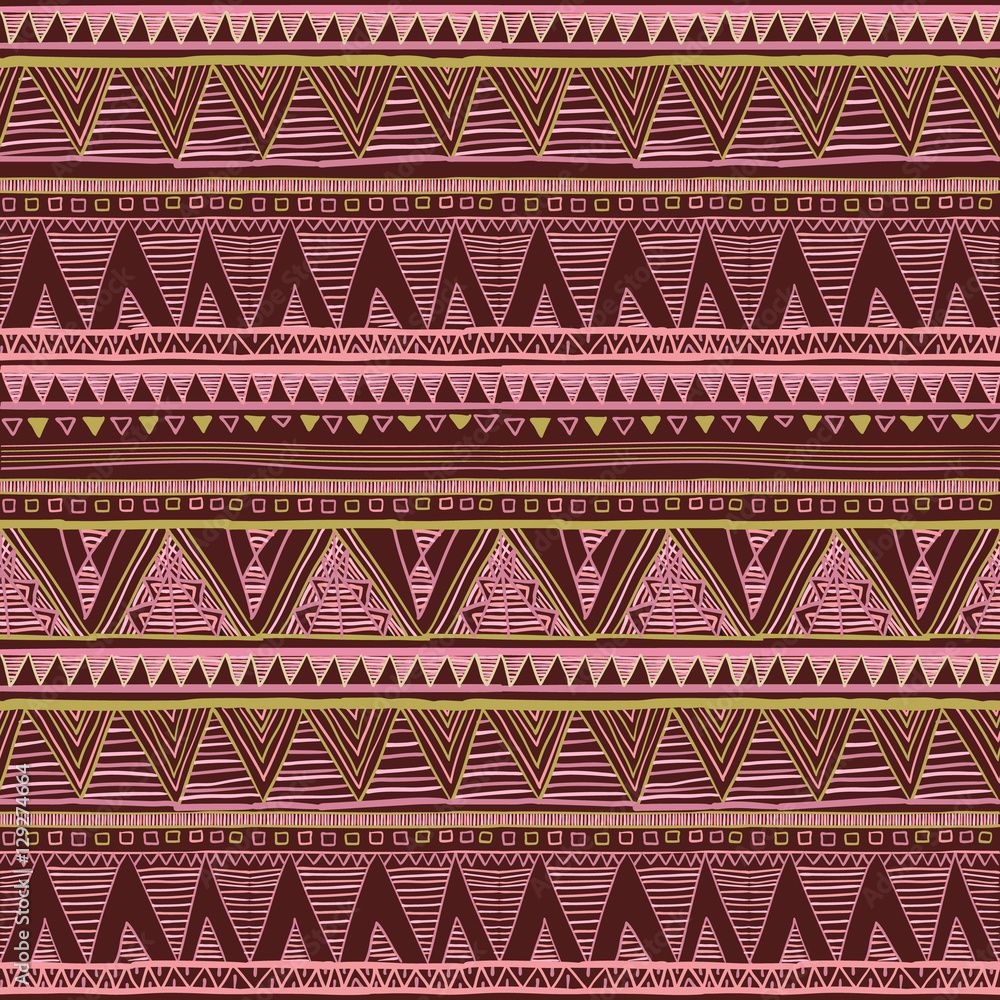 1000x1000 Ethnic boho seamless pattern. Tribal art print. Background texture, wrapping, wallpaper vector red pink rose Stock Vector