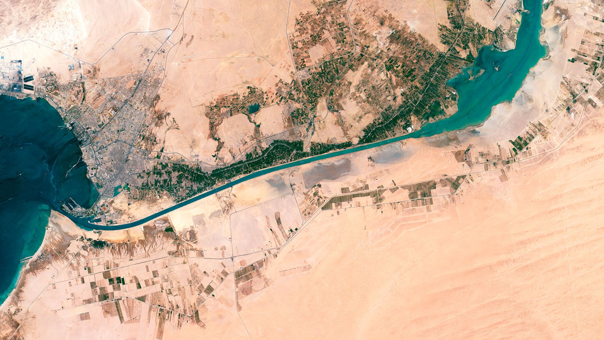 1920x1080 Suez Canal, Egypt (satellite view)