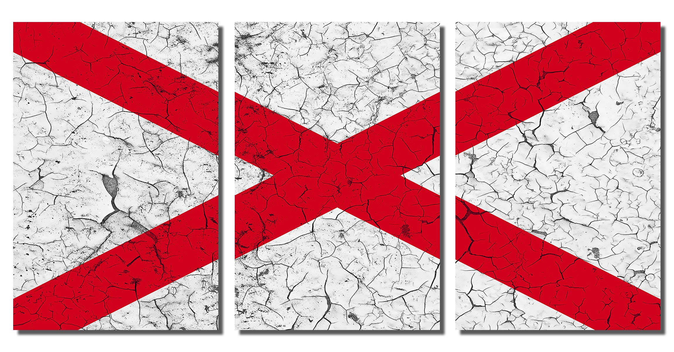 2300x1200 TOTAL State Flag Crack paint Metal Print wall art 3 Panel split, Triptych HD aluminum multi panel: Posters & Prints
