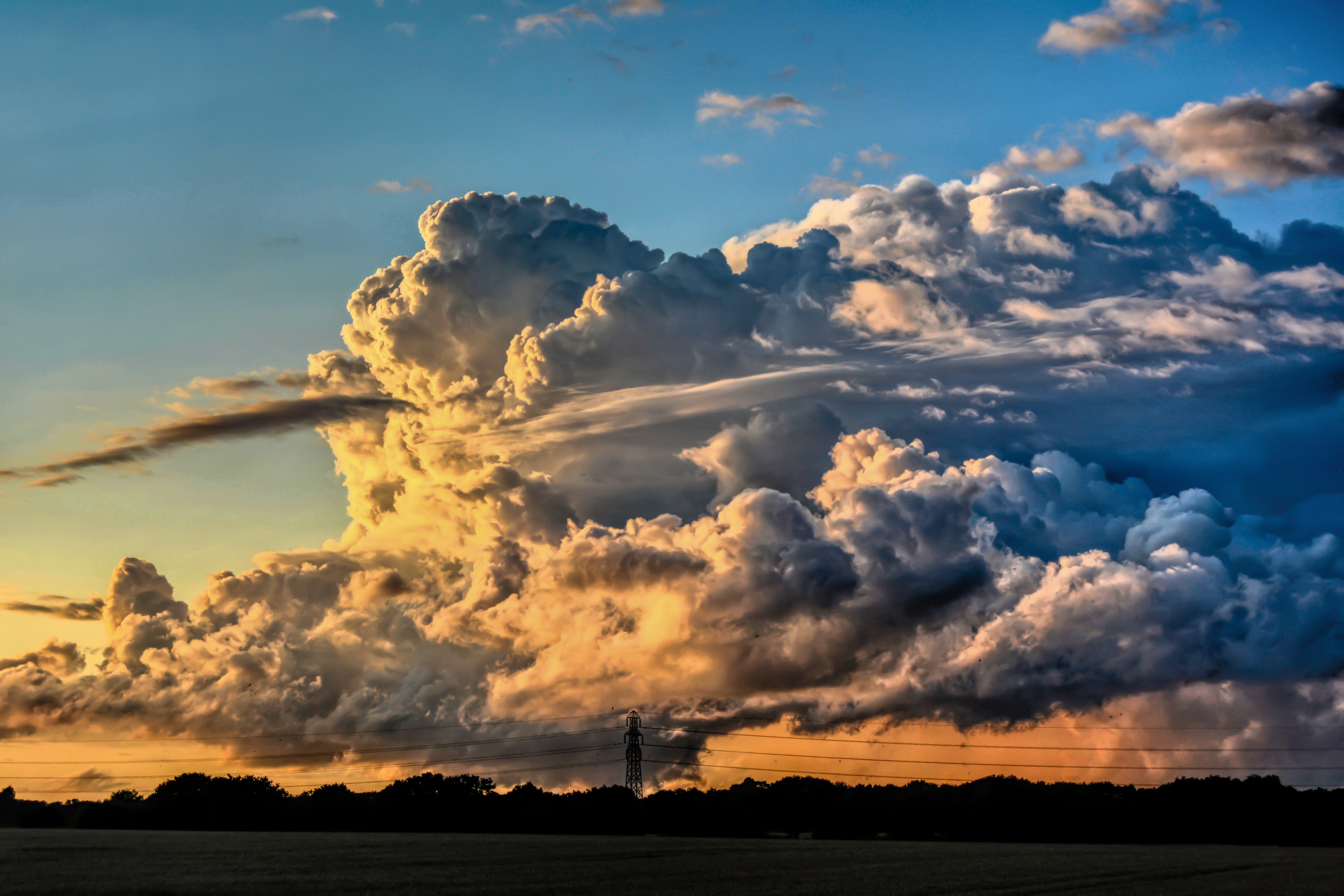 6000x4000 cumulonimbus, Clouds, Storm, Winter, Rain, Clouds, Sunset, Tornadoes, Gray, Earth, Water, Wind, Strong, Fast, Lightning, Mountains, Evening, Lattice, Trees, Silhouette, Landscape, Nature Wallpaper HD / Desktop and Mobile Background