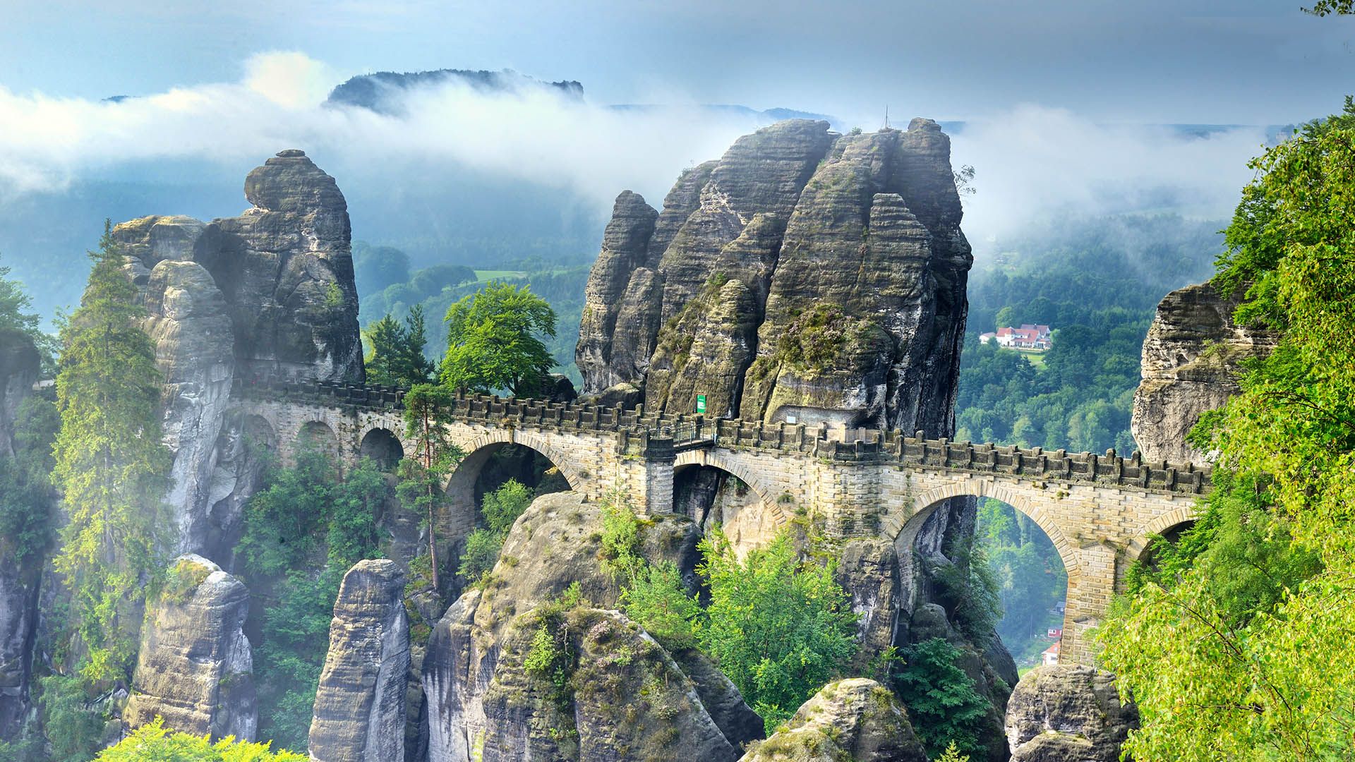 1920x1080 Bastei Bridge (Basteibrücke), Saxon Switzerland National Park, Saxony, Germany. Windows Spotlight Image