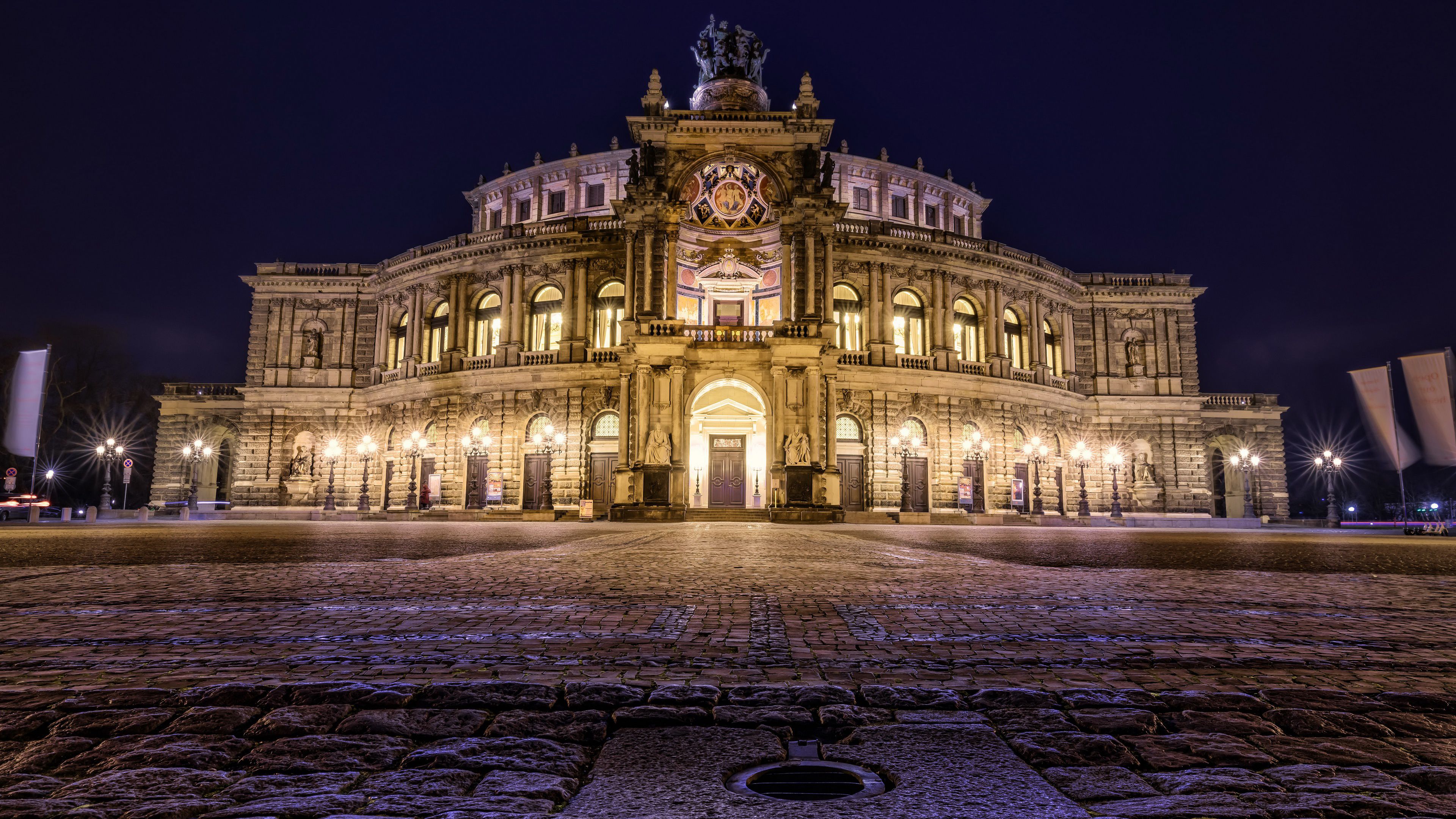 3840x2160 Germany Dresden Opera House Saxony 4K HD Travel Wallpaper