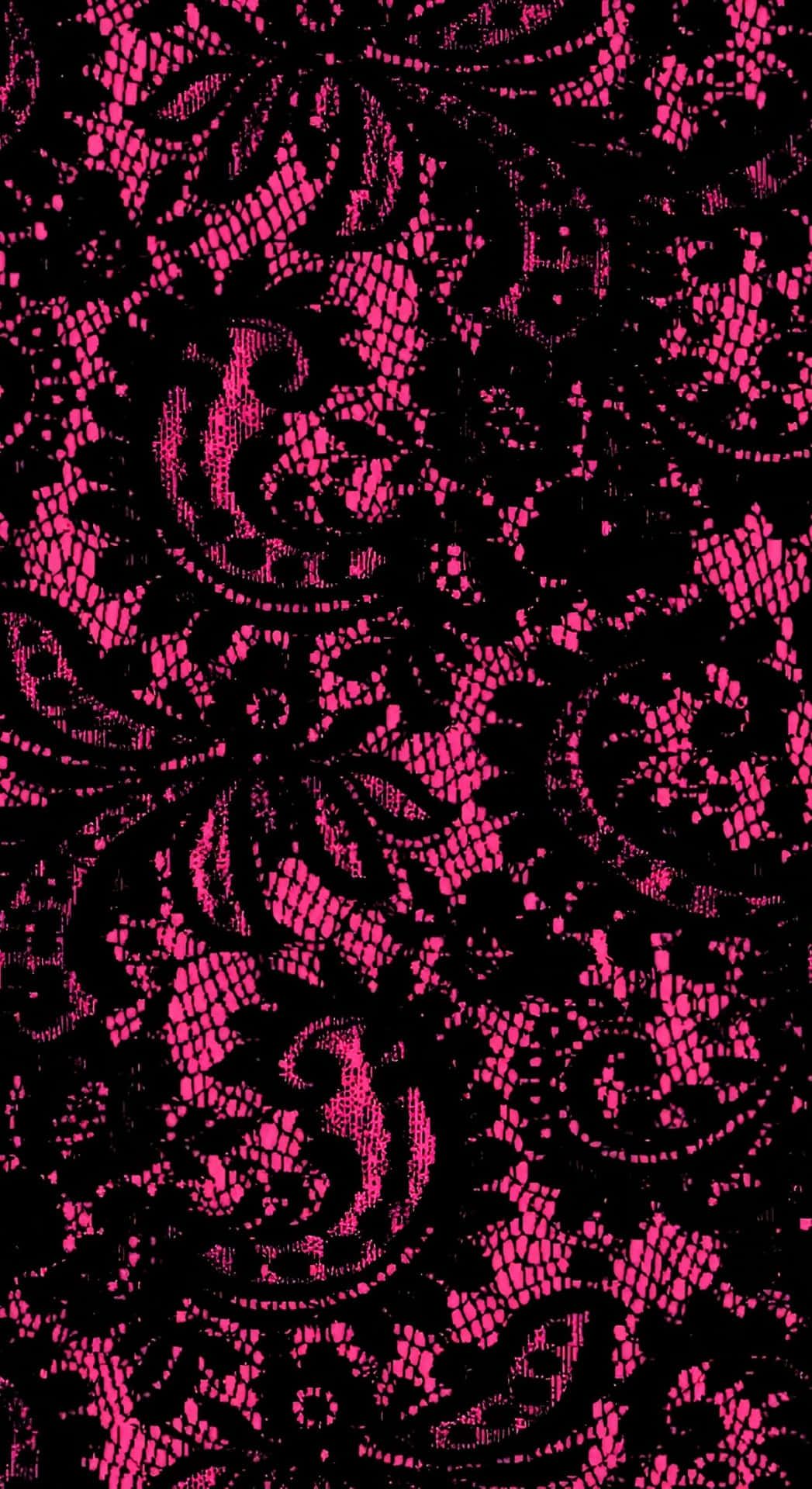 1047x1920 Download Pink Lace Pattern Wallpaper