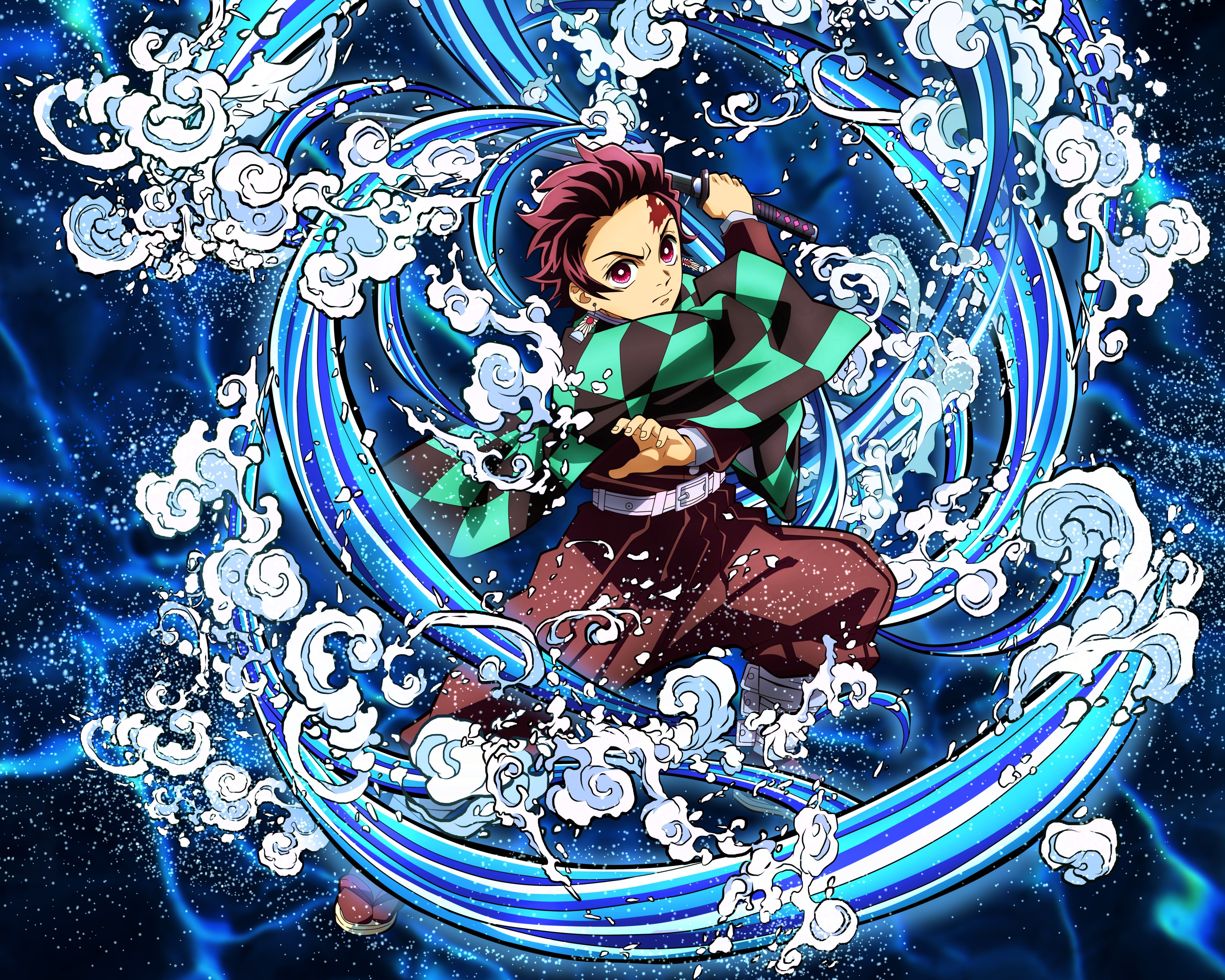 4902x3921 Demon Slayer Tanjiro Kamado Water Breathing 5K Wallpaper
