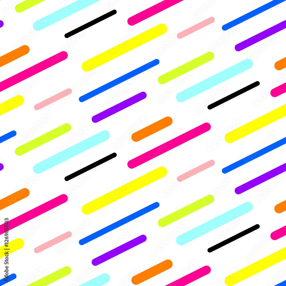 1000x1000 Abstract diagonal sticks seamless vector pattern. Colorful neon simple shapes background for website wallpaper. Stock Vector