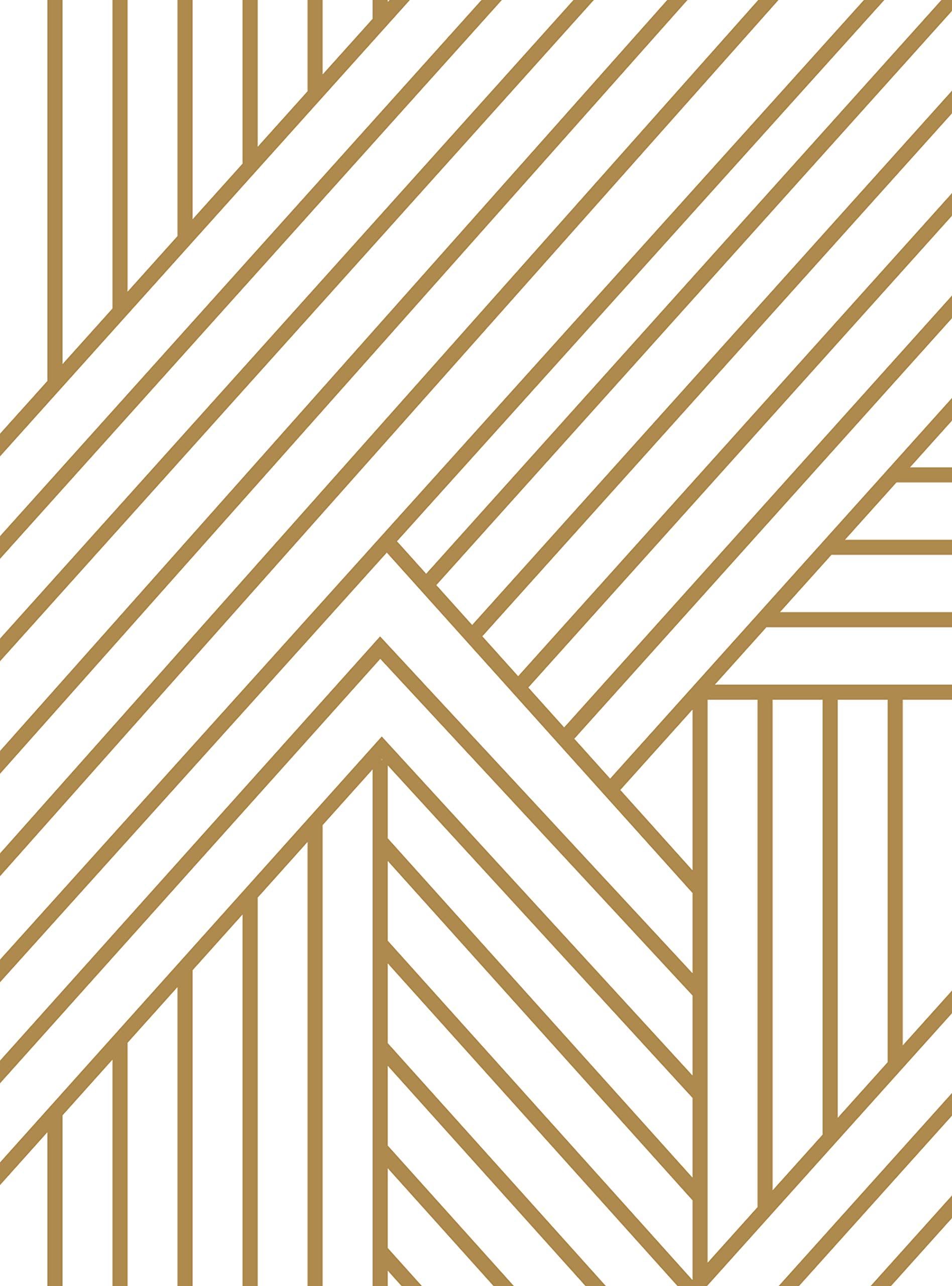1896x2560 Simple Shapes Interwoven Parquet Pattern Wallpaper and Stick (Gold, Single Sheet x 9ft)