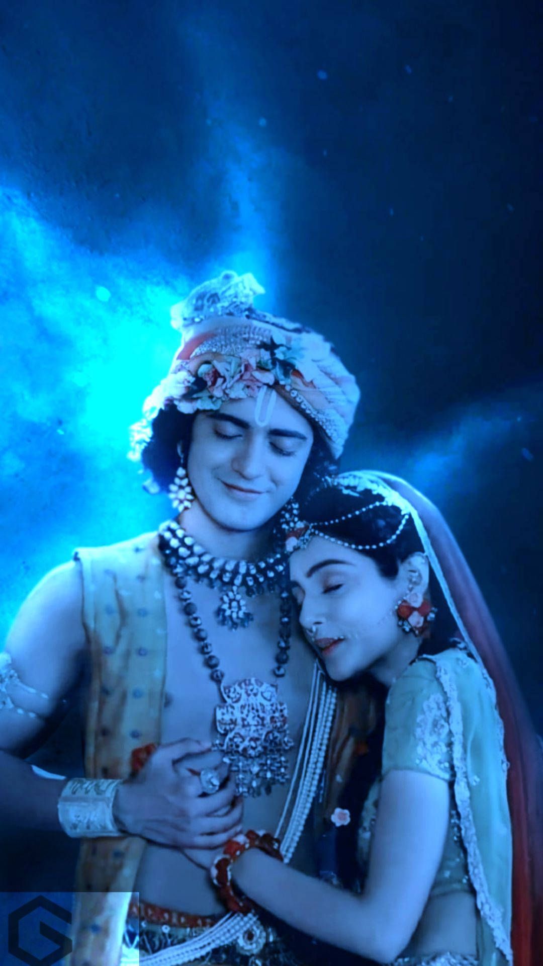 1080x1920 Download Radha Krishna Serial Blue Light Wallpaper