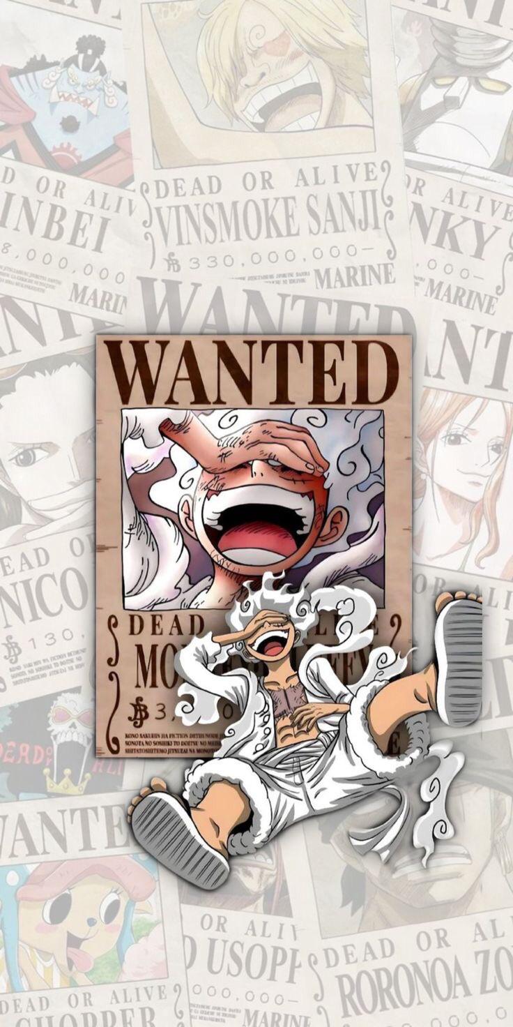 736x1472 Luffy Gear 5 Wanted Poster Wallpaper