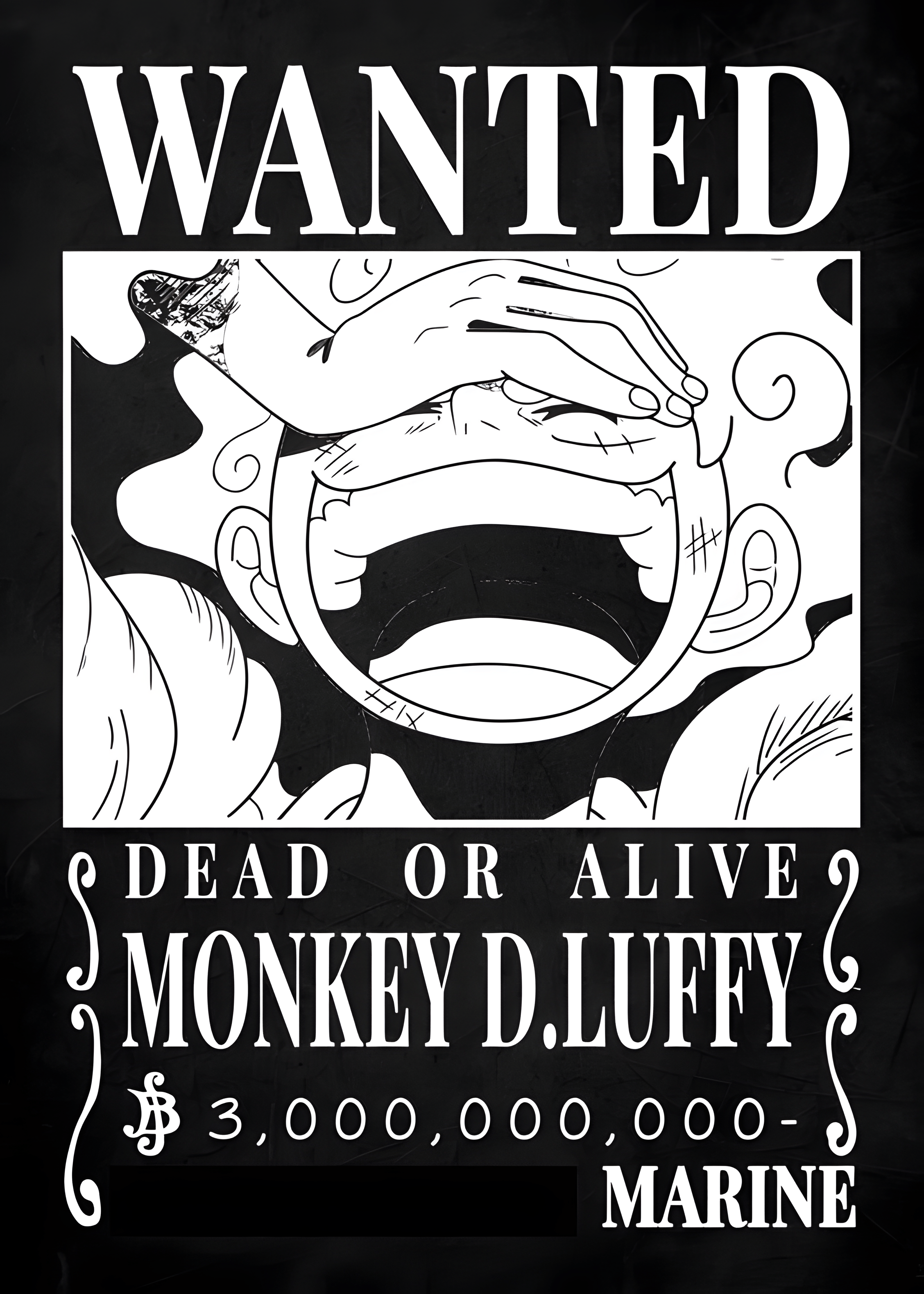 2256x3156 ⚙️ One piece luffy nika gear 5 wanted poster wall art・ STL File for ・Cults