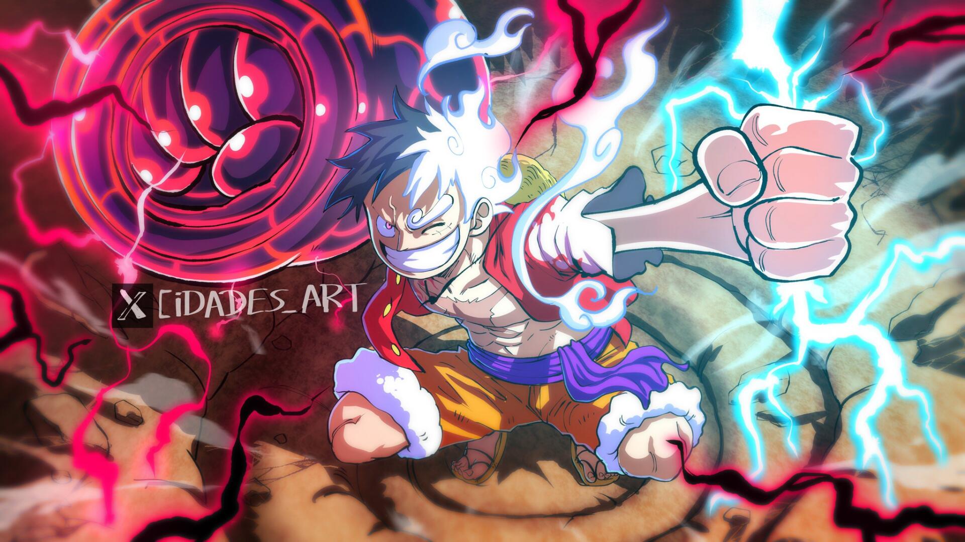 1920x1080 One Piece HD Wallpaper: Monkey D. Luffy Gear 5 Unleashing Haki Power
