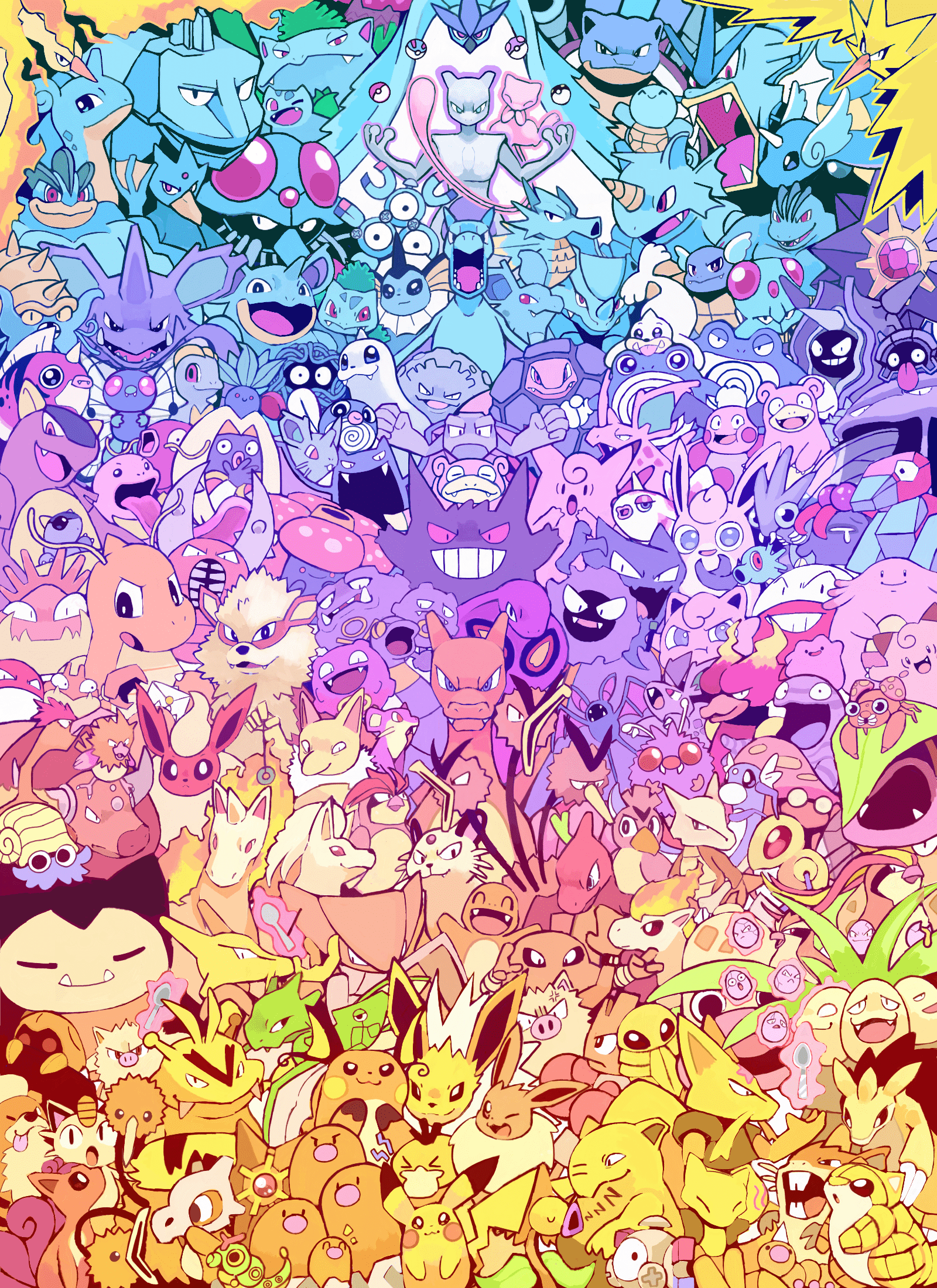 1600x2200 I drew all 151 original gen 1 Pokemon on my phone! [OC]