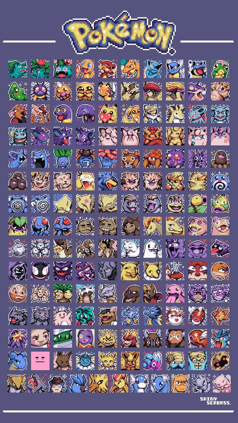 780x1387 1st Gen 151 Pokemon Phone Wallpaper's Ko Fi Shop