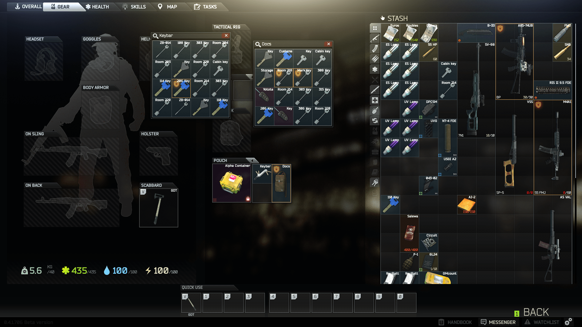 1920x1080 Escape From Tarkov Keybar