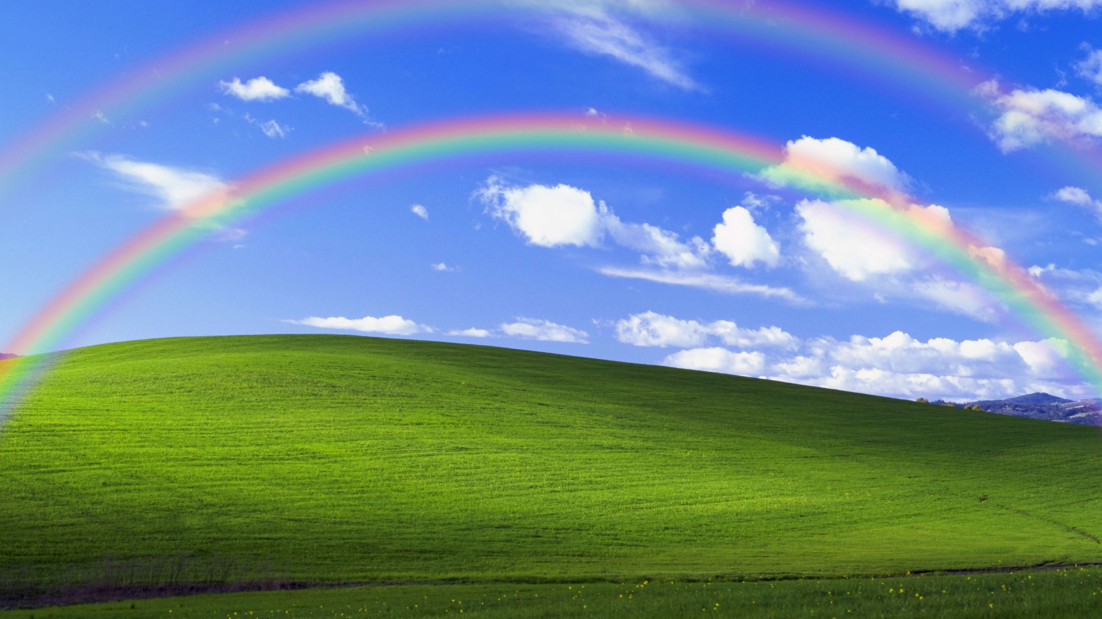 3840x2160 Windows XP Wallpaper 4K, Bliss, Landscape, Rainbow