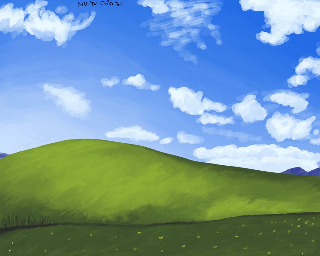 1024x822 I drew the windows xp wallpaper (aka bliss)