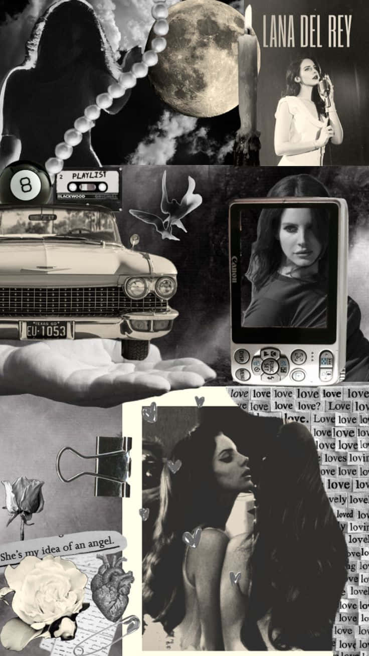 736x1308 Download Lana Del Rey Vintage Collage Aesthetic Wallpaper