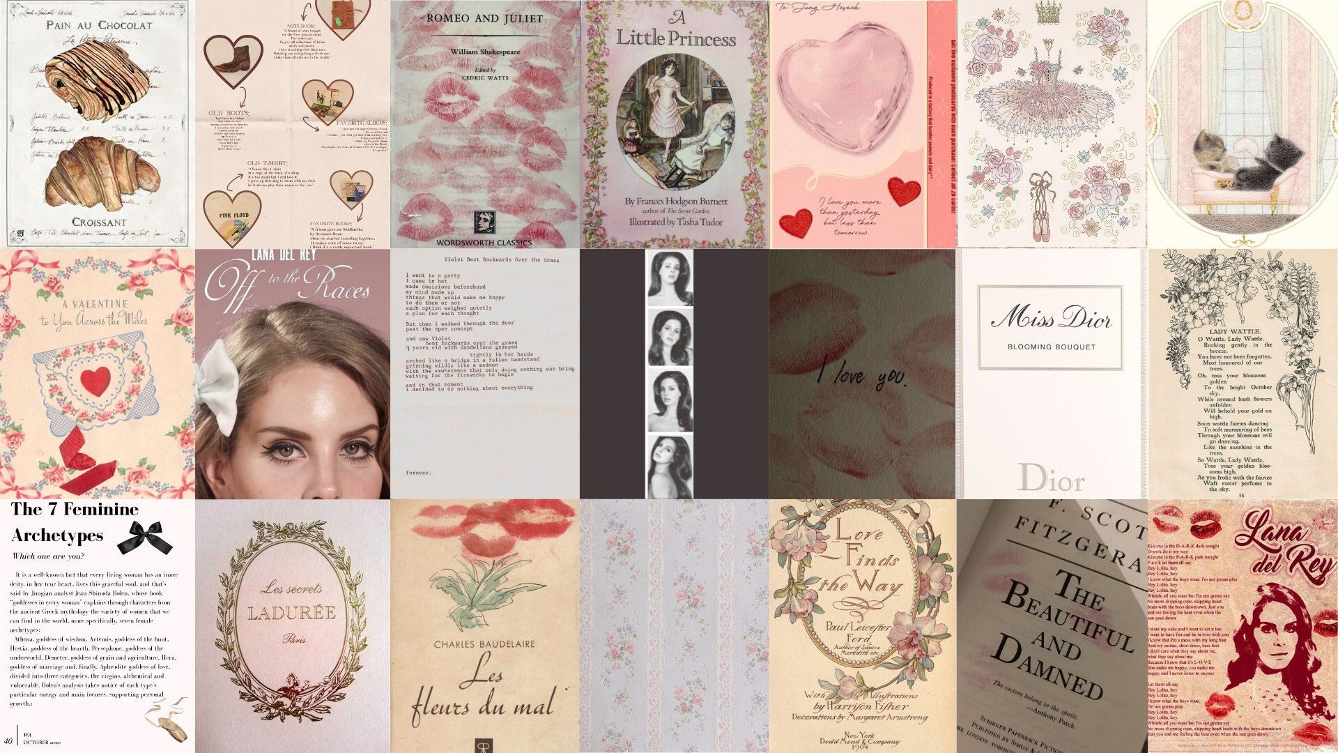 1920x1080 Buy 50 PCS. Lolita Coquette Aesthetic (DIGITAL DOWNLOAD). Lana Del Rey. Room Decor Aesthetic. Soft Girl Wall Collage Kit Prints Online in India