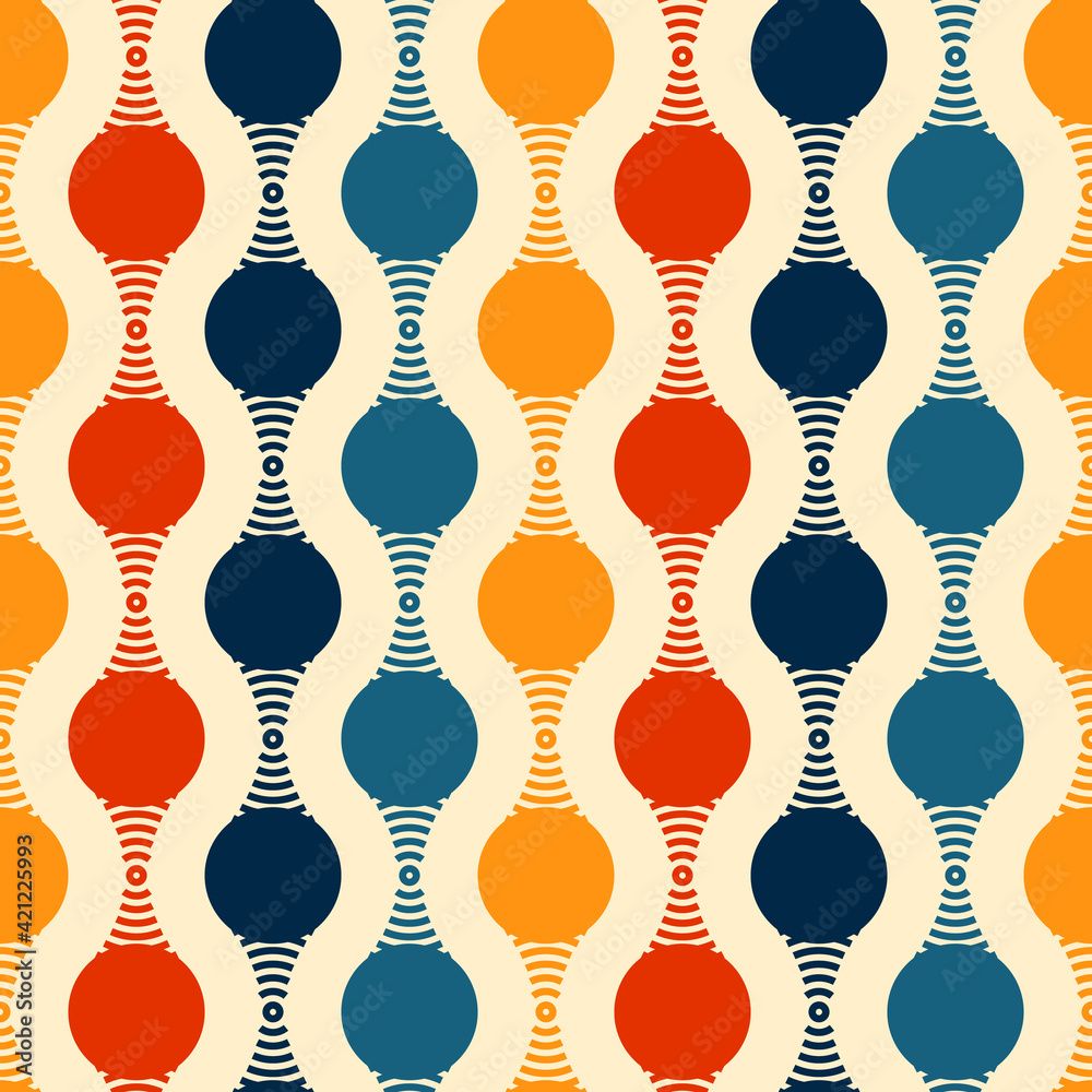 1000x1000 Retro seamless pattern design nostalgic repeat background for textile, wallpaper, and wrapping paper Stock Vector