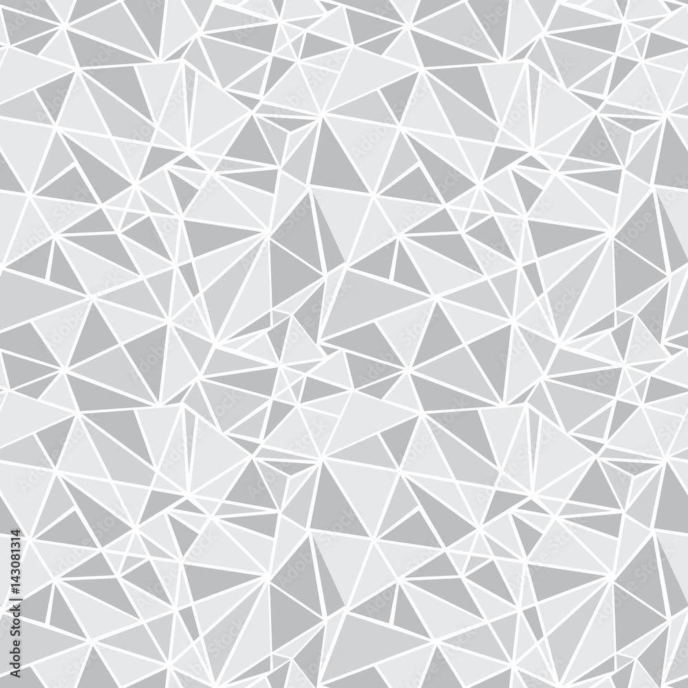 1000x1000 Vector Silver Grey Geometric Mosaic Triangles Repeat Seamless Pattern Background. Can Be Used For Fabric, Wallpaper, Stationery, Packaging. Stock Vector