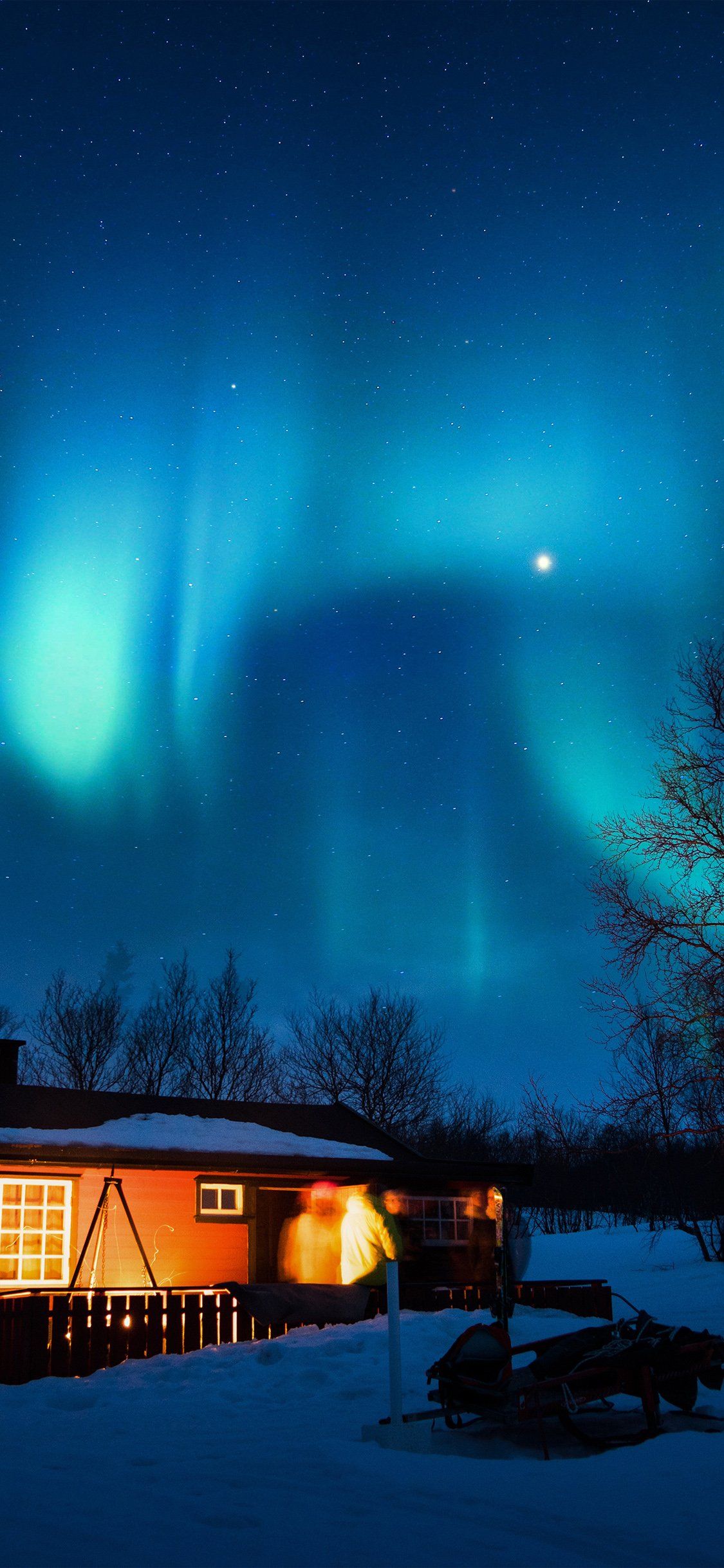 1125x2436 iPhone X wallpaper. aurora night cold winter snow nature