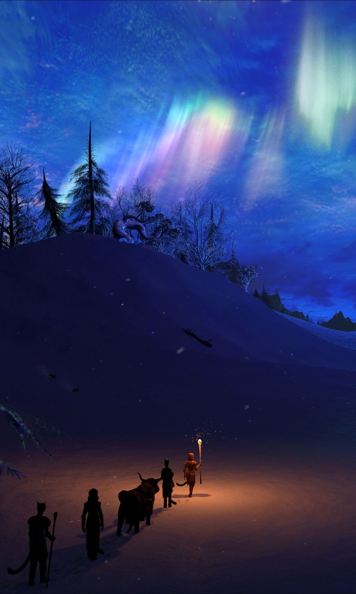 1200x2000 Phone wallpaper: Fantasy, Winter, Aurora Borealis, Night 1408327